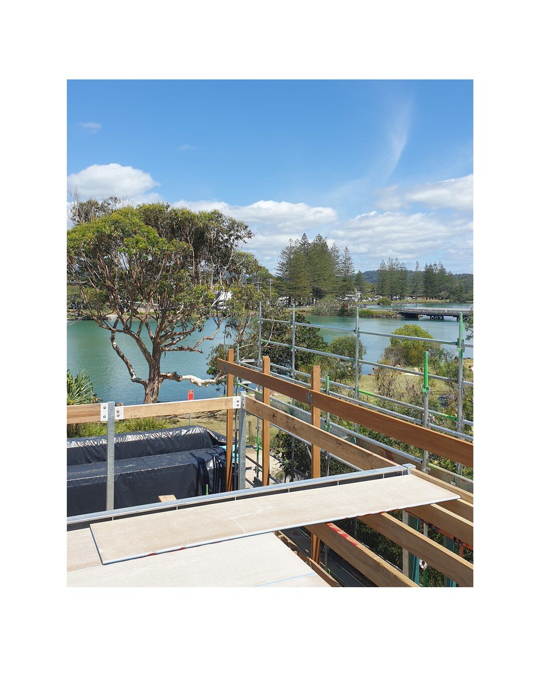 WIP Brunswick Heads with @twilconstructions .
Beautiful spot to be building a light weight home of timber &amp; steel. The project looks back to the classic #riverside homes of #brunswickheads through a contemporary lens, embracing the utility of a c