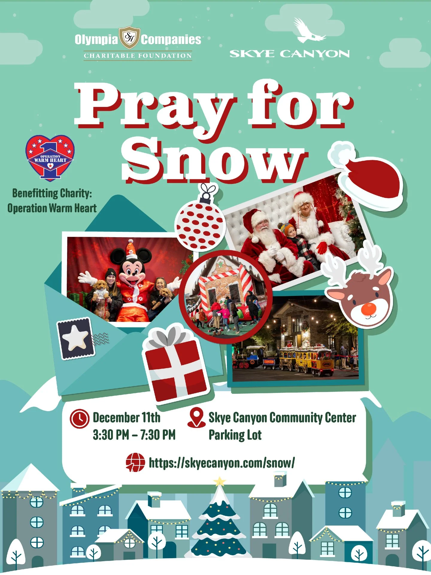 Mark your calendars, bundle up, and join us for a magical evening at @skyecanyonlife Pray for Snow! ❄️ 

This family-favorite winter celebration benefits Operation Warm Heart, supporting local military families in need. Together, we can spread warmth