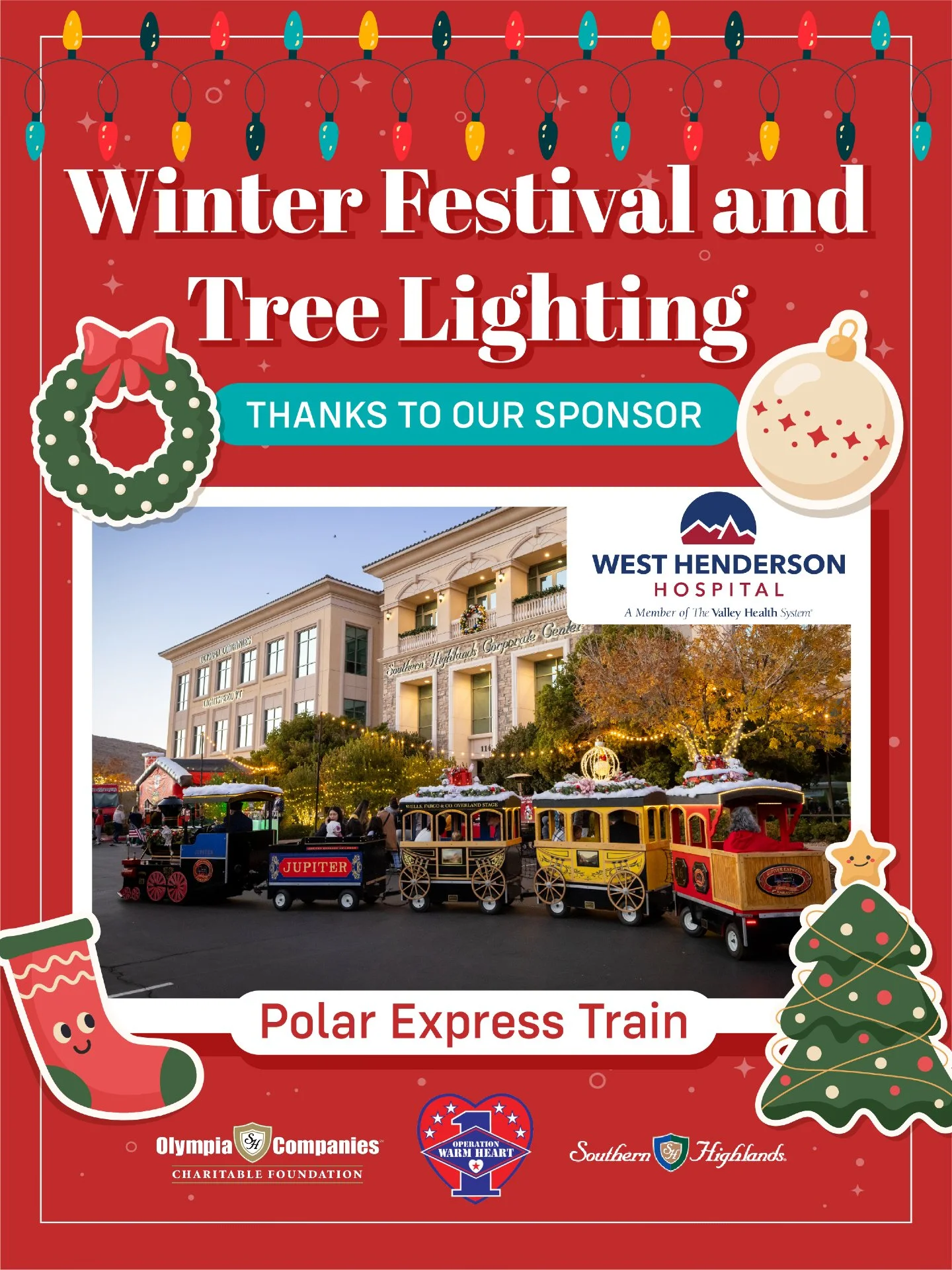 Holiday cheer on track! Thank you to West Henderson Hospital for making the Polar Express Train possible at this year&rsquo;s Winter Festival &amp; Tree Lighting! 🚂 

🗓️ December 5 | 3:30-7:30 PM
📍 11411 Southern Highlands Pkwy
