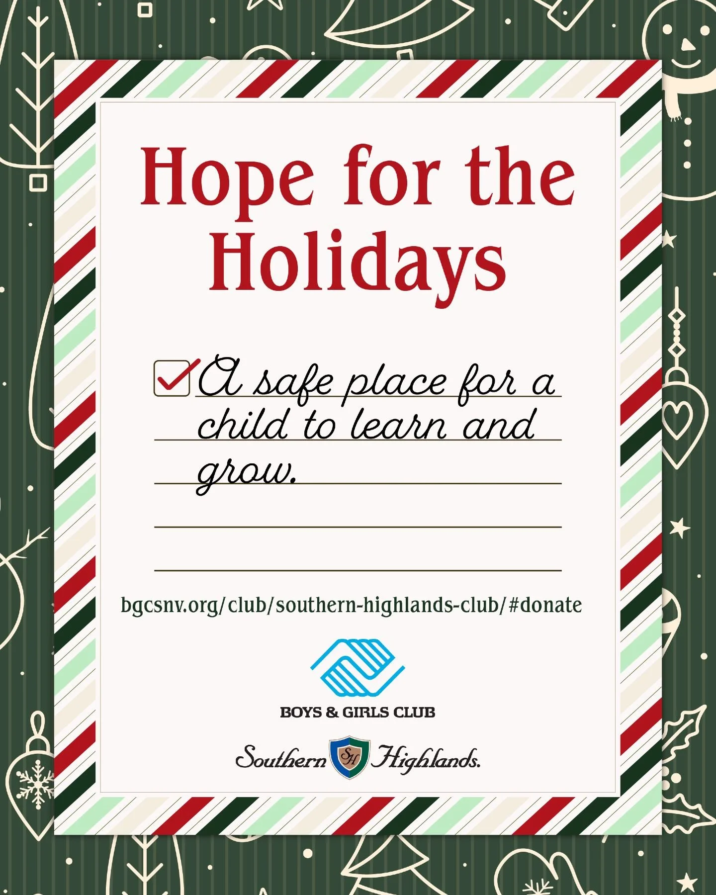 A single moment of encouragement can shape a child&rsquo;s entire future. At the Boys and Girls Club of Southern Highlands, kids discover guidance, connection, and a safe place to grow into who they are meant to be. @bgcsnv_sohi

Join us in helping c