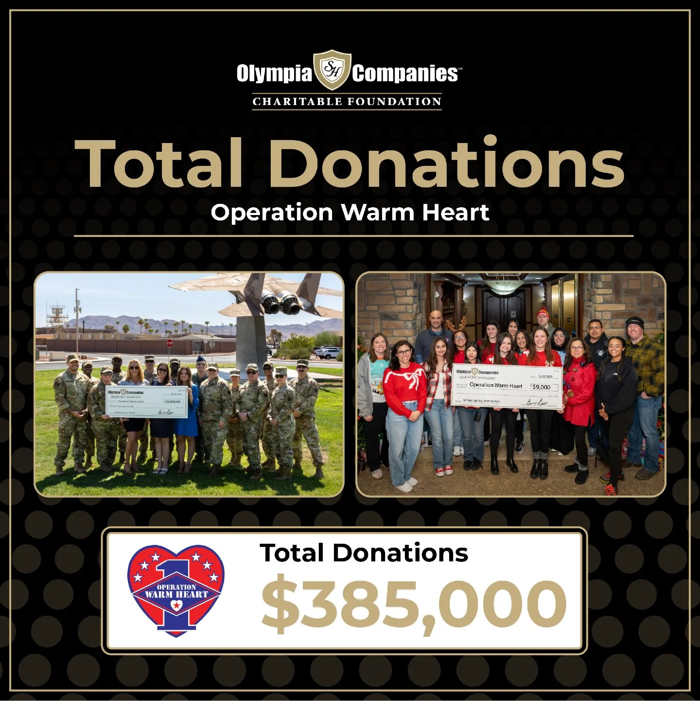 In honor of Military Appreciation Month, we are proud to recognize the incredible impact of Operation Warm Heart and the service members they support every day. 

Through the Olympia Companies Charitable Foundation, we&rsquo;ve donated a total of $38