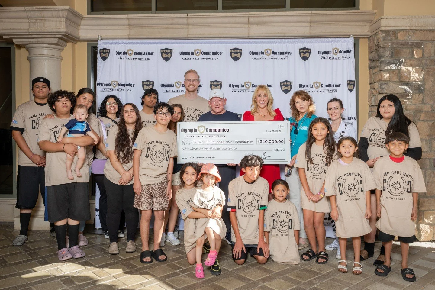Proud to present $340,000 to Nevada Childhood Cancer Foundation 💙

Through programs like Camp Cartwheel and year round family support, @NVCCF continues to create joy, healing, and connection for children facing cancer and other critical illnesses.
