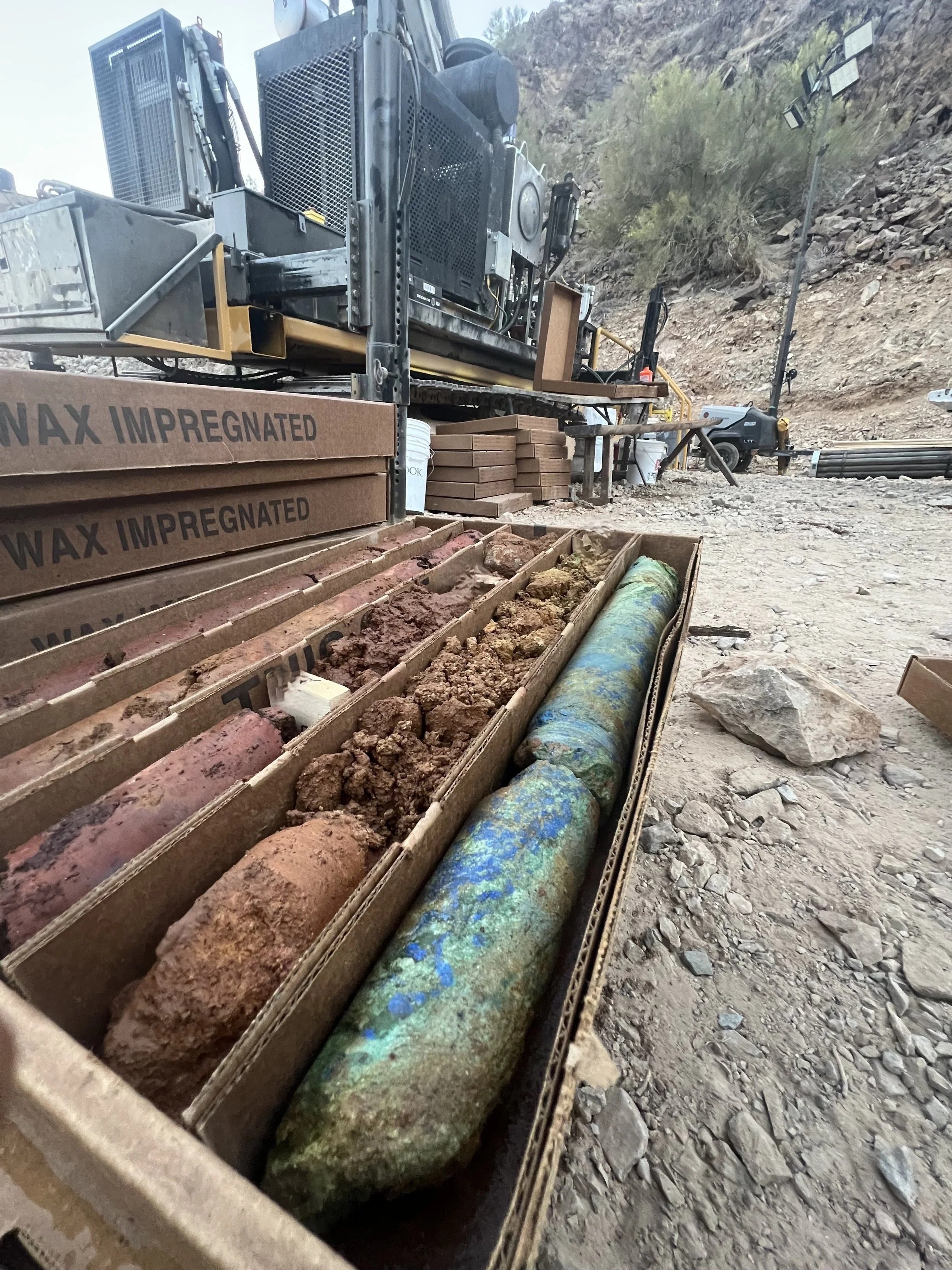 Azurite found on a copper diamond core project in Central Arizona