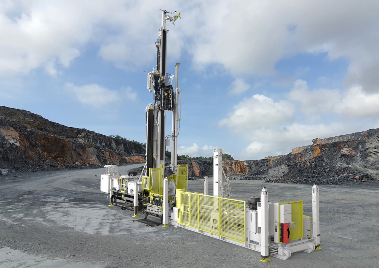 KP Exploration's new Boart Longyear LF™300 diamond core drilling rig with Freedom™ Loader, showing advanced safety features and track-mounted design for mineral exploration