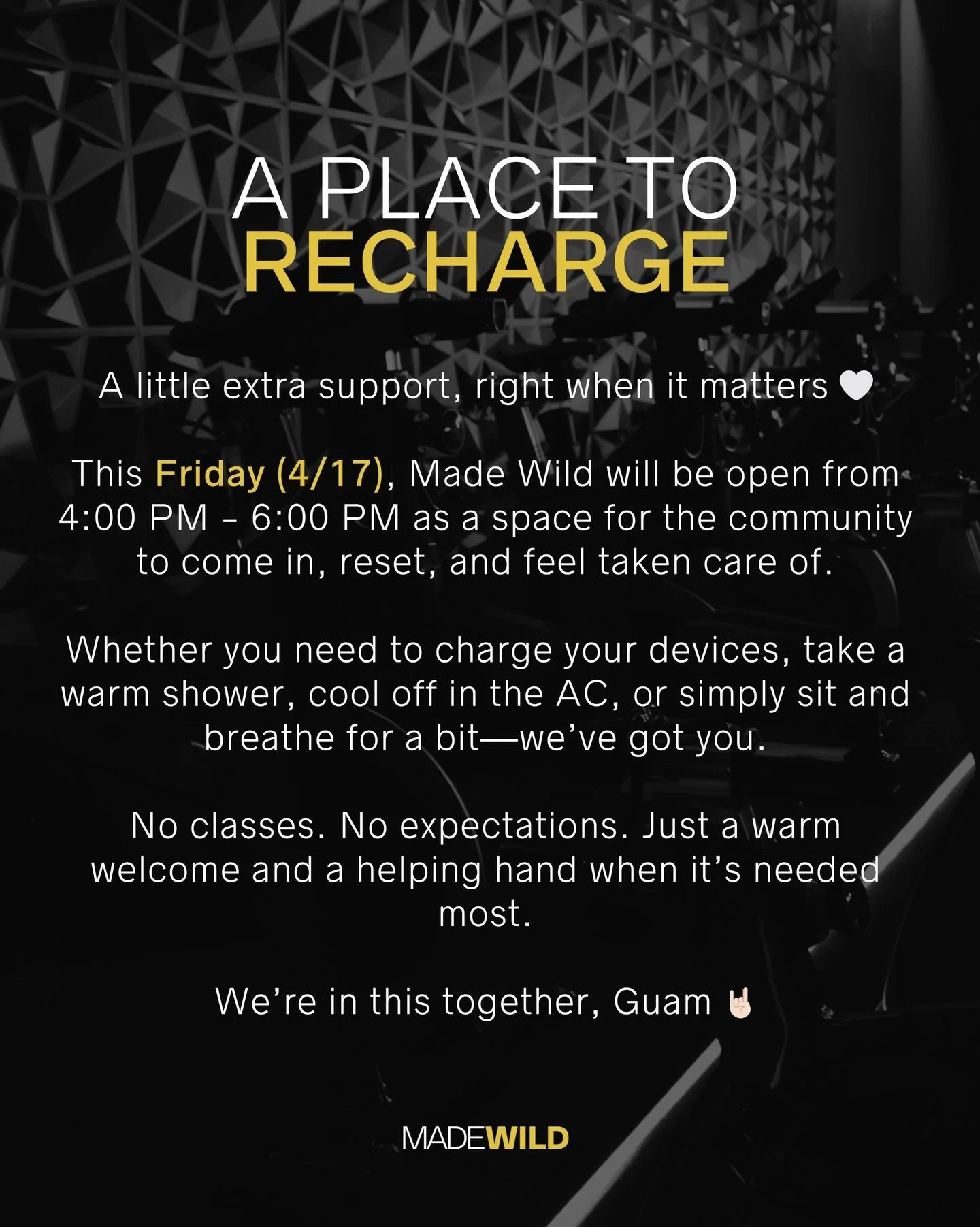 This isn&rsquo;t a ride&hellip; this is us showing up for each other.

This Friday (4/17), we&rsquo;re opening our doors from 4:00&ndash;6:00 PM for anyone who needs a space to reset 🤍

No sign-ups. No pressure. Just a warm welcome.

Come through, b