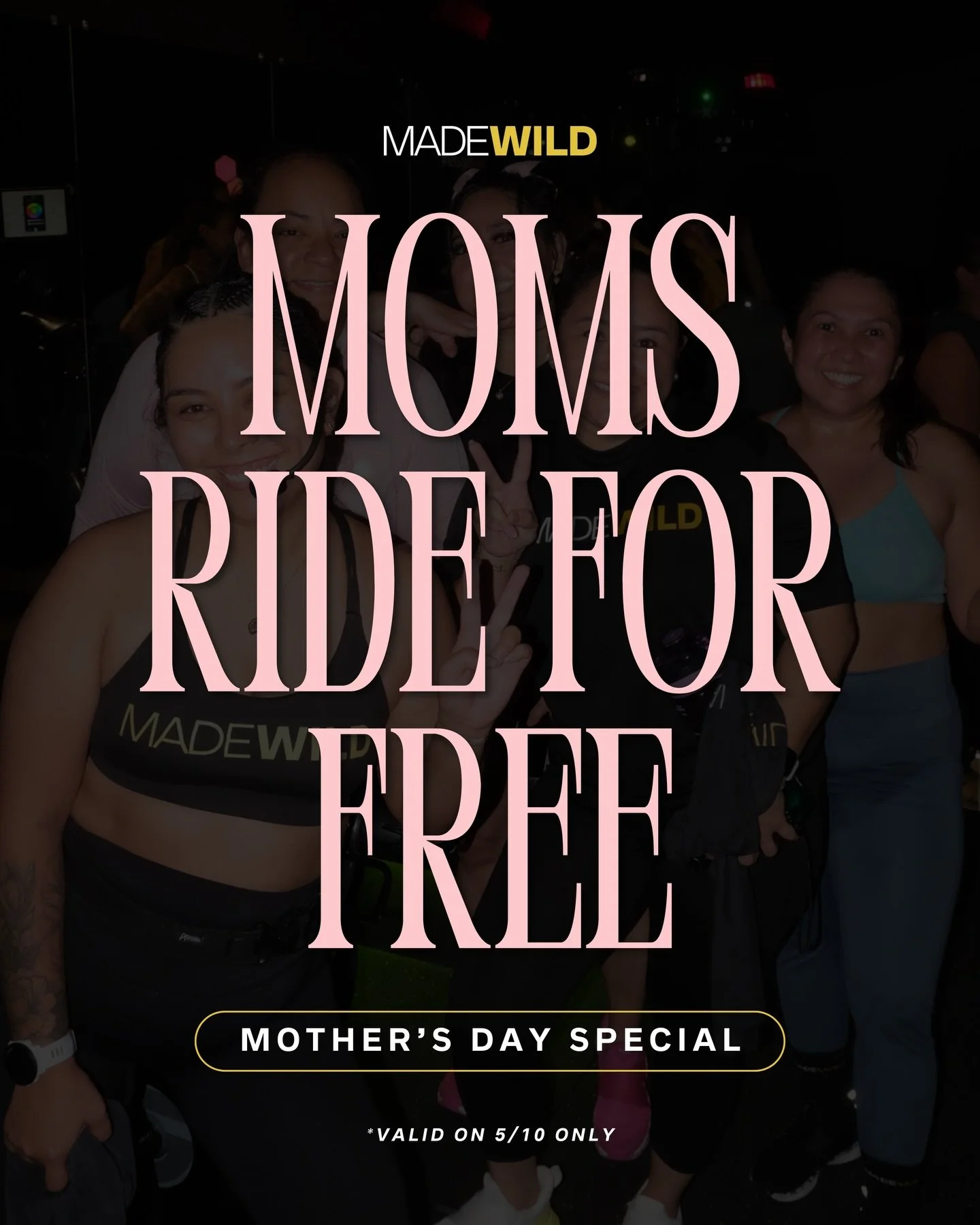 Calling all Wild mamas &mdash; this ride is for YOU 💛🔥

Join us on Sunday, May 10 at 8:15 AM!
Book your spot and all moms will receive their passes back 🤘🏻✨

Show up, ride strong, and celebrate everything you do on and off the bike 🚴&zwj;♀️💐

N