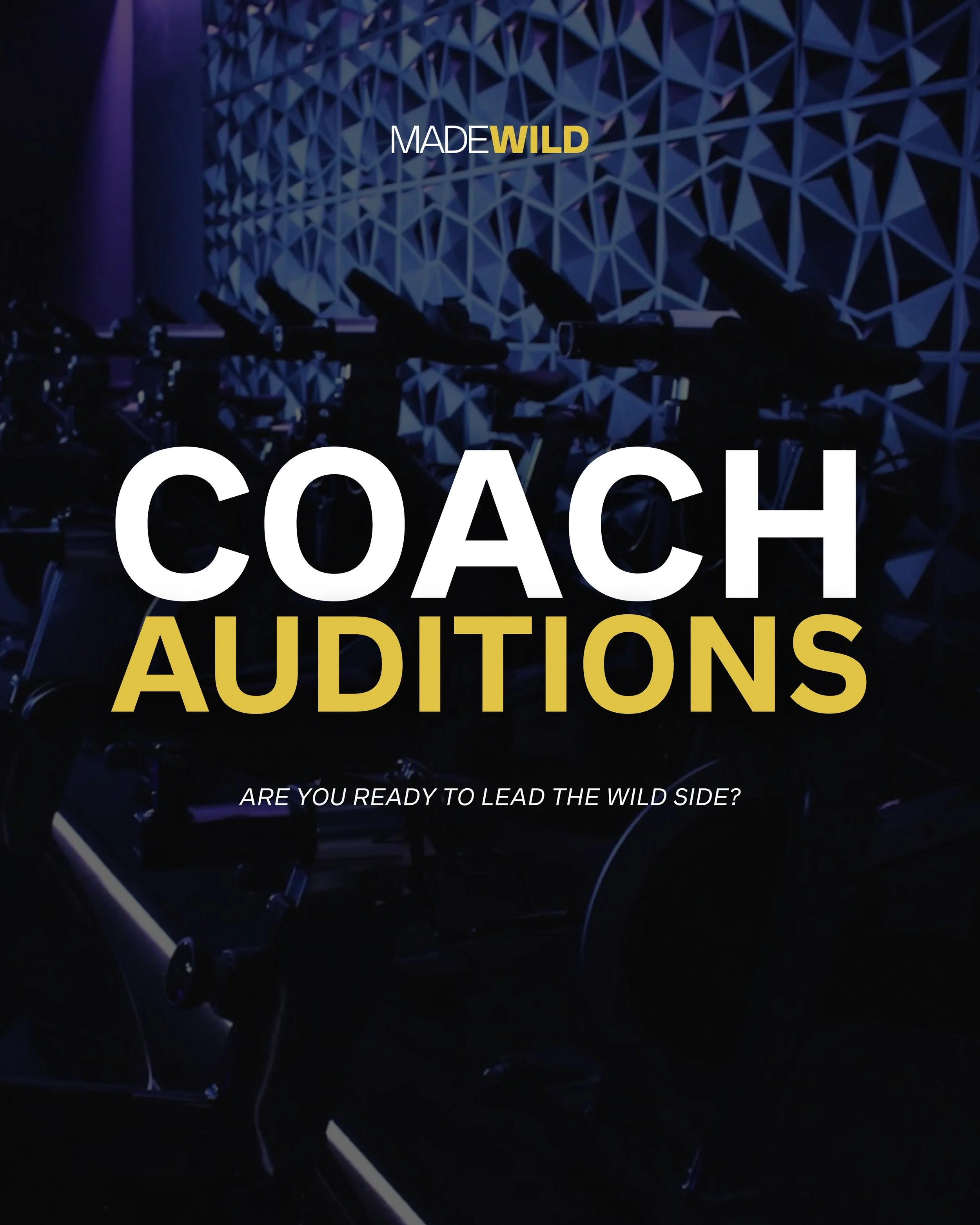 Made Wild Coach Auditions are here 🎉

We&rsquo;re looking for passionate, motivated individuals ready to grow, challenge themselves, and bring their energy to the WILD room 🚴&zwj;♀️✨

Auditions will be held on Sunday, May 24 at 12PM.
Sign up at our
