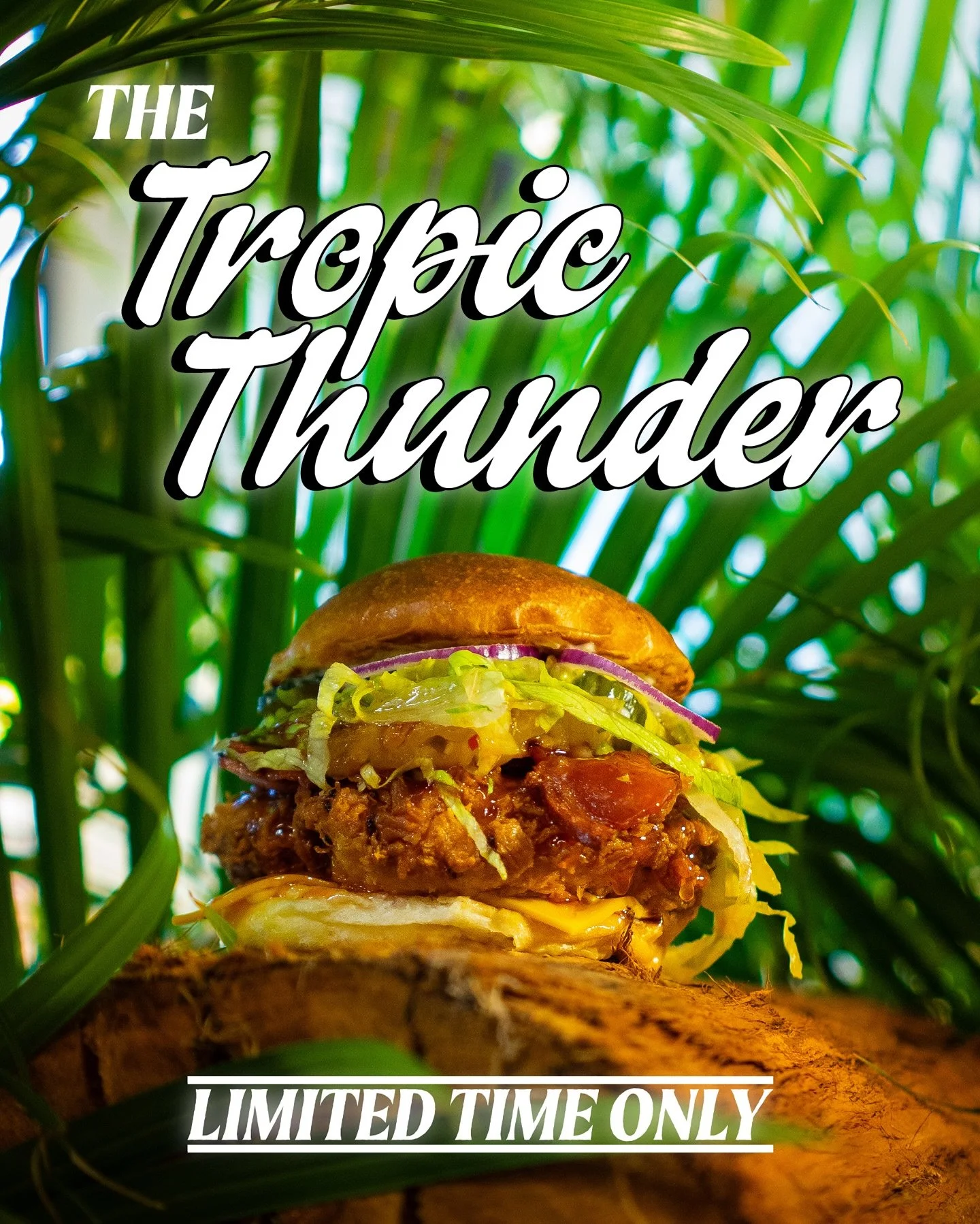 New month, new burger&mdash;and this one might stir up some controversy!

Q: Does pineapple belong in a burger?

A: We reckon it does!

Say hello to The Tropic Thunder 🍍🐓

Buttermilk fried chicken, lathered in sweet chilli sauce with a splash of ma