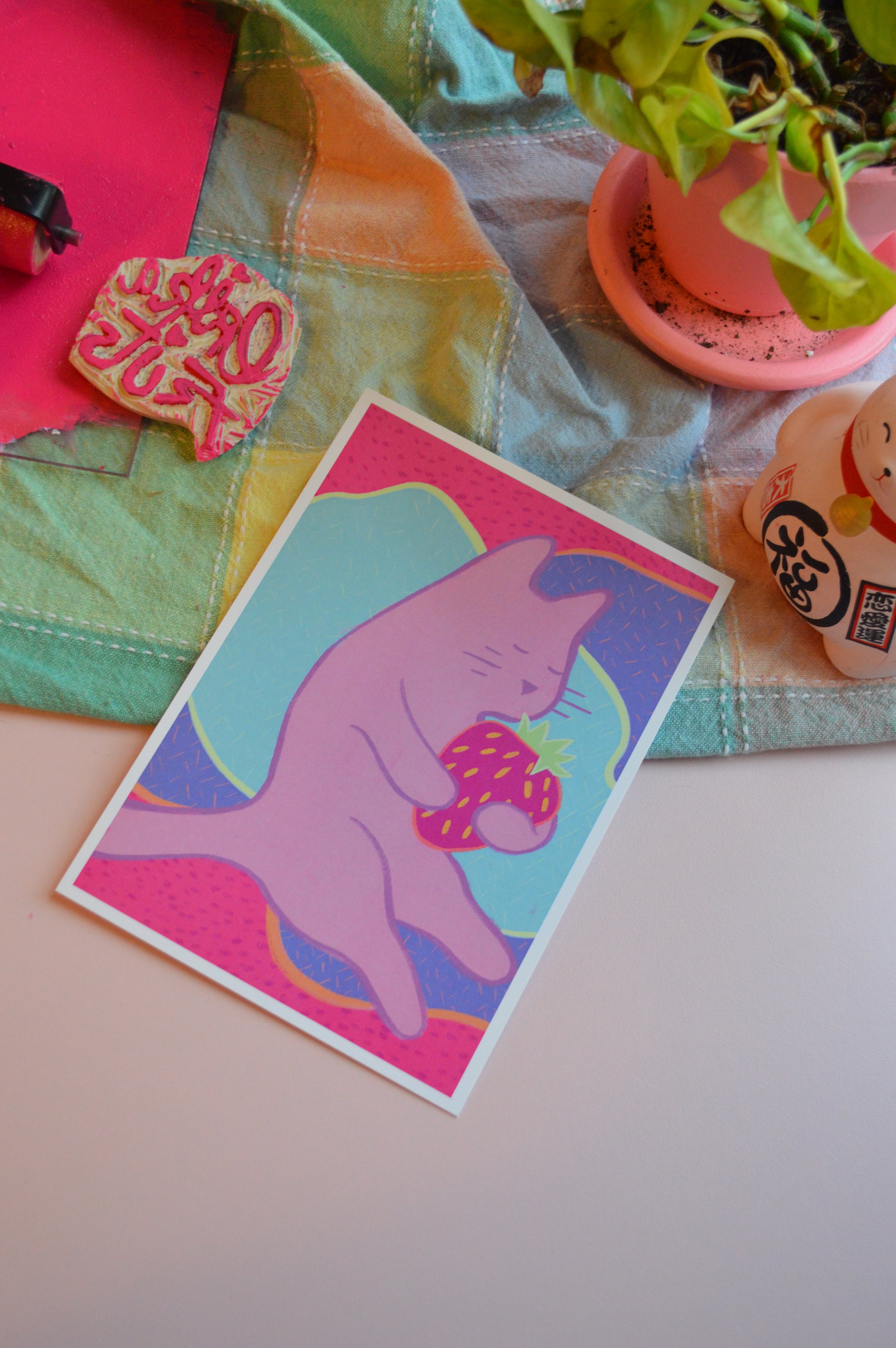 strawberry cat print