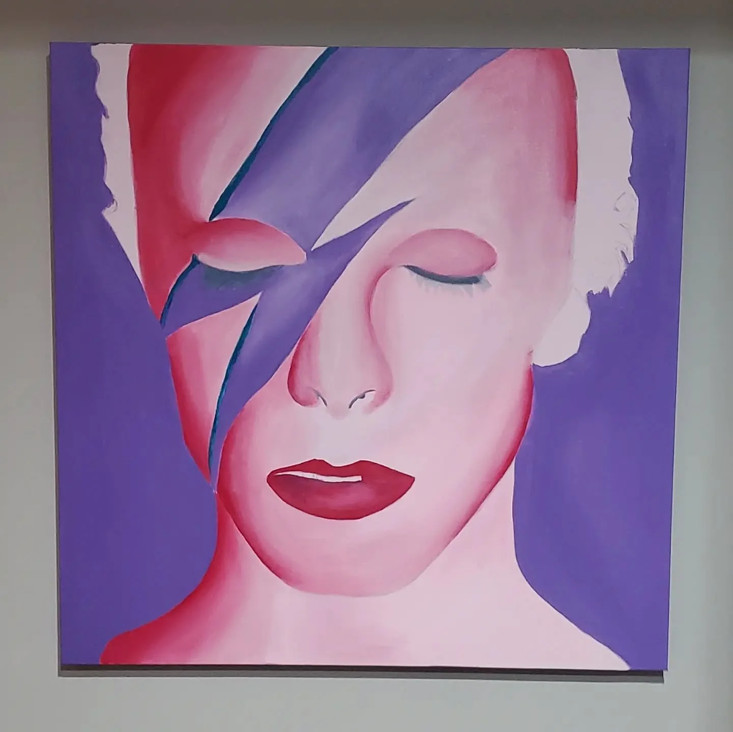 New WIP - 36x36. David Bowie in my good ole' purple and pink. I'm loving how this is coming along.