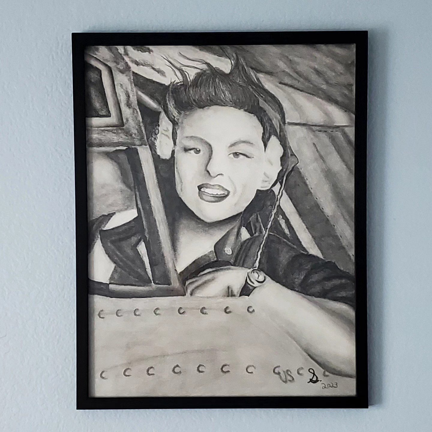 I've had a really awful couple of weeks and been having a hard time doing much of anything... had to really push myself to work on her, but I think she came out really good. "Someone Else's Mamal - The Aviator" - 2023 - pencil on watercolor