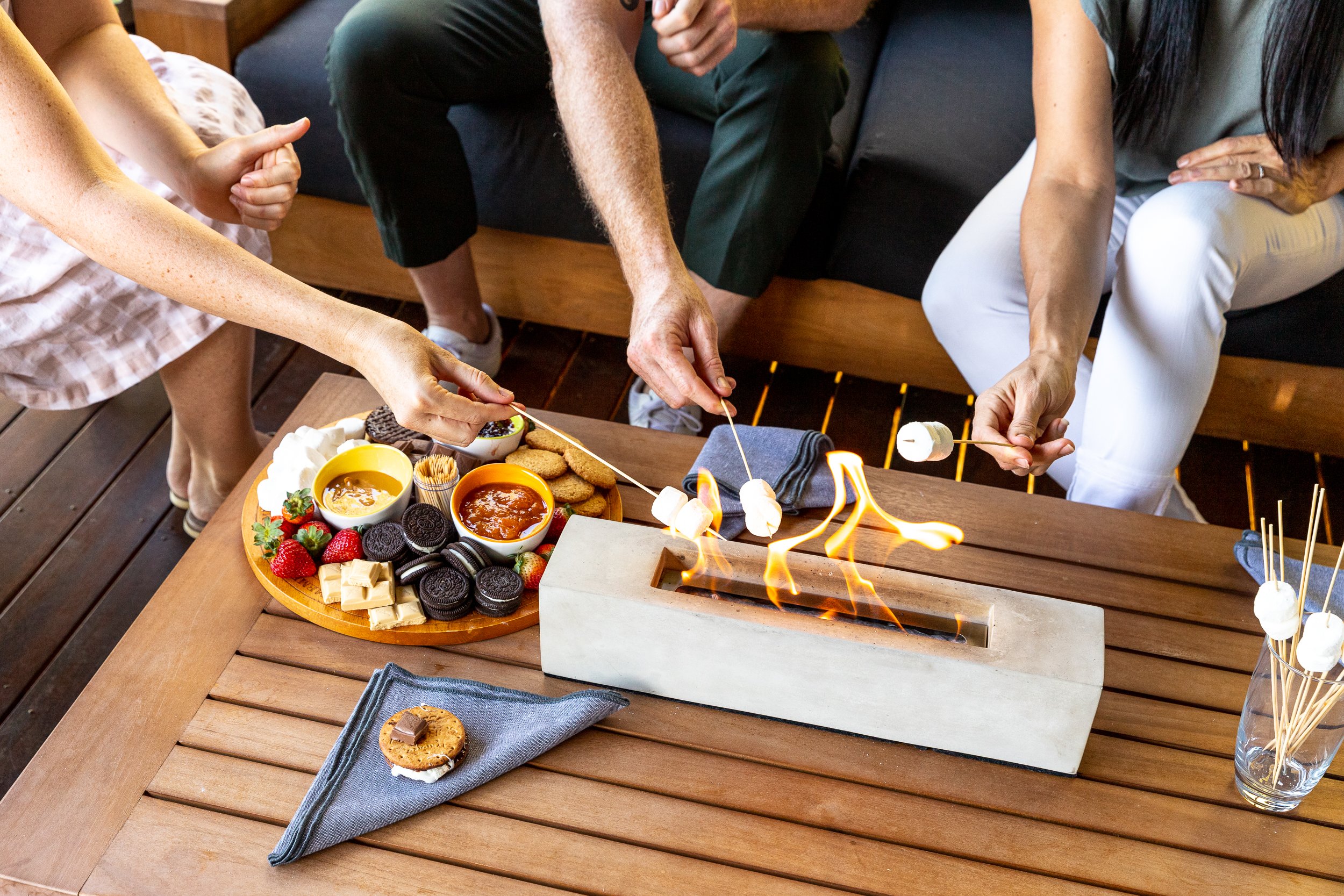 Gold Coast Lifestyle Photographer Gold Coast Product Photographer Gold Coast Branding Photographer Fire Pit Relax Winter smores