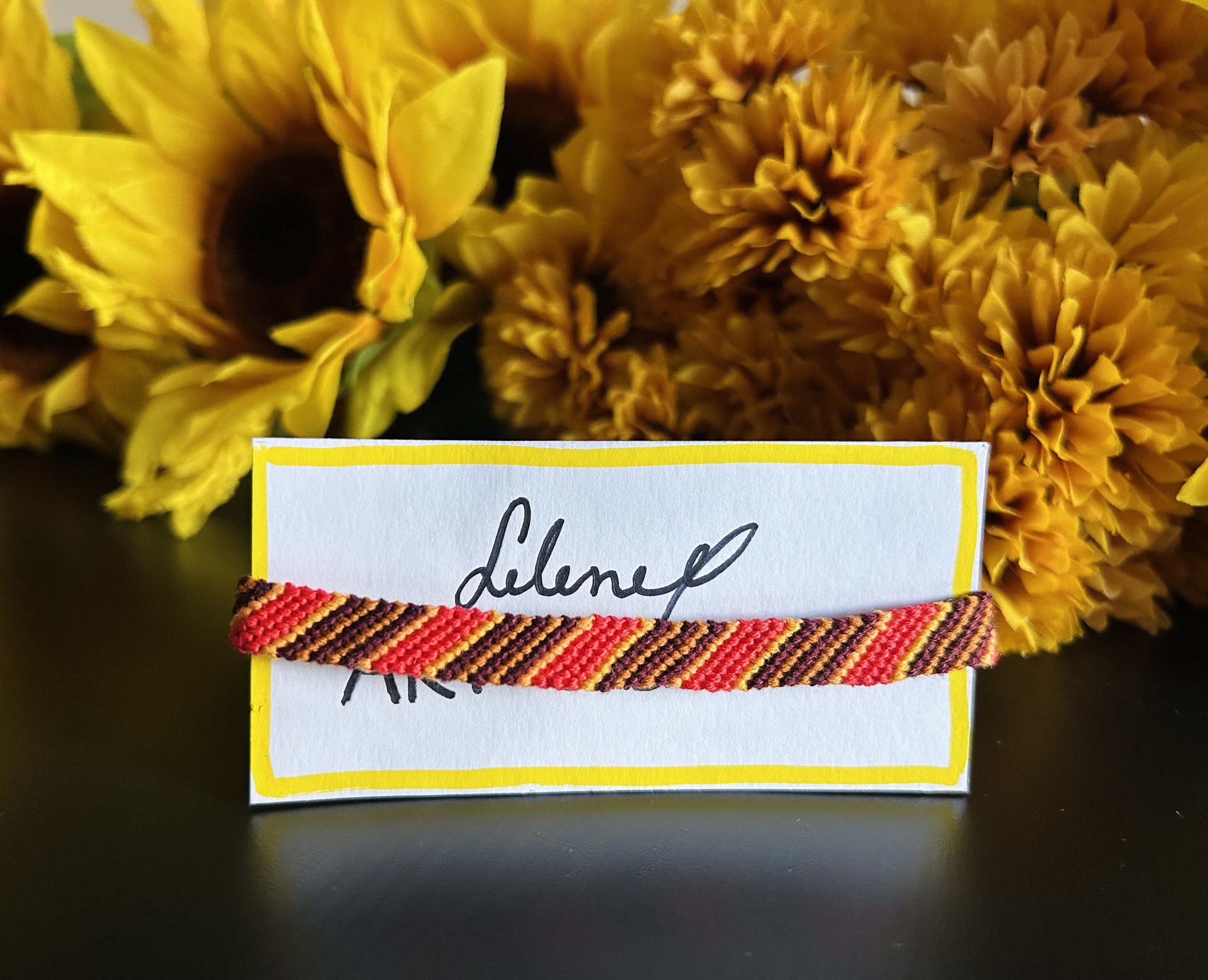 Orange, Yellow, Maroon, and Brown Bracelet