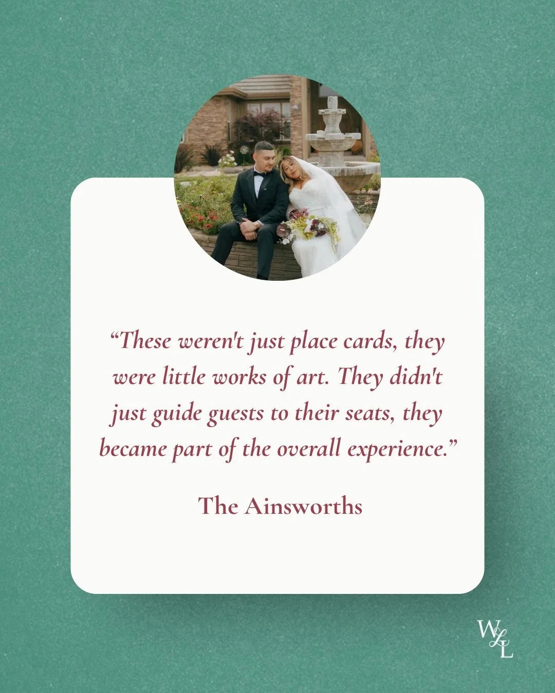 &ldquo;They didn&rsquo;t just guide guests to their seats. They became part of the overall experience.&rdquo;

That is what Mallese said after receiving her calligraphy place cards. And honestly it is the best way I have ever heard someone describe w
