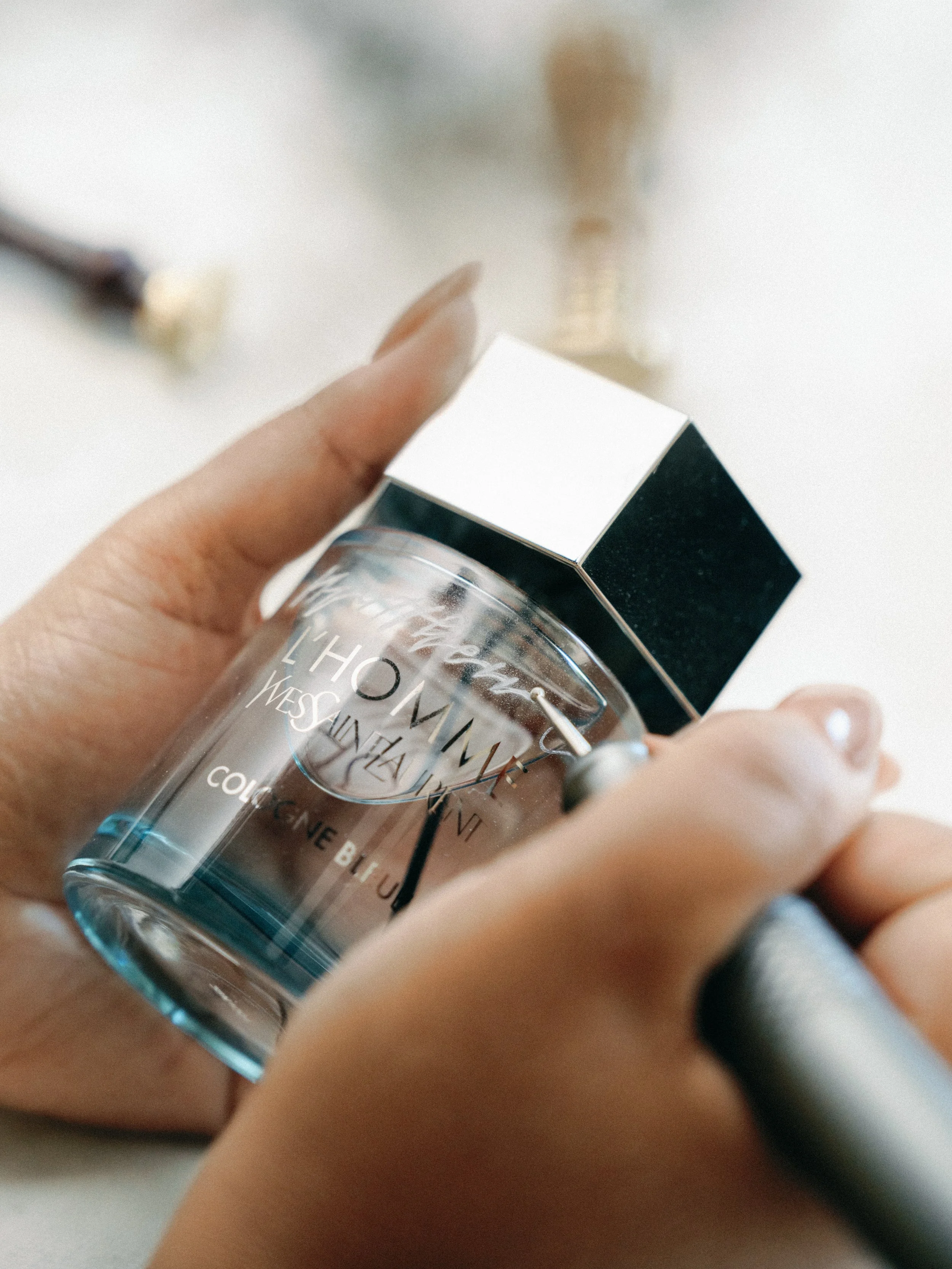 Custom engraved perfume bottle for bride or couple wedding gifts in Northern California