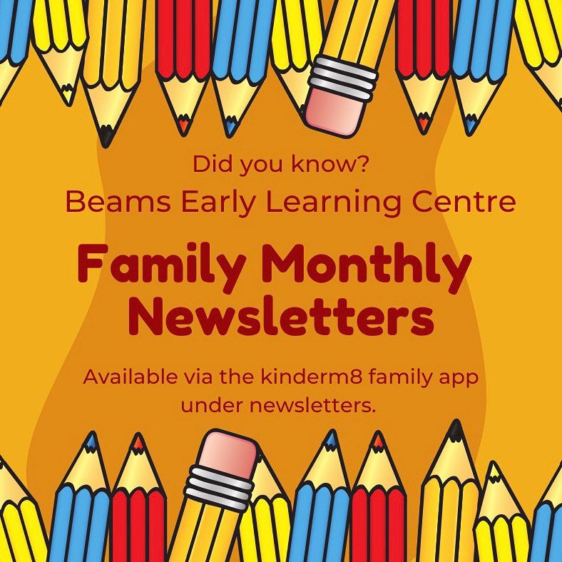 Monthly newsletter updates available via the Kinderm8 family app. 🗞️⭐️