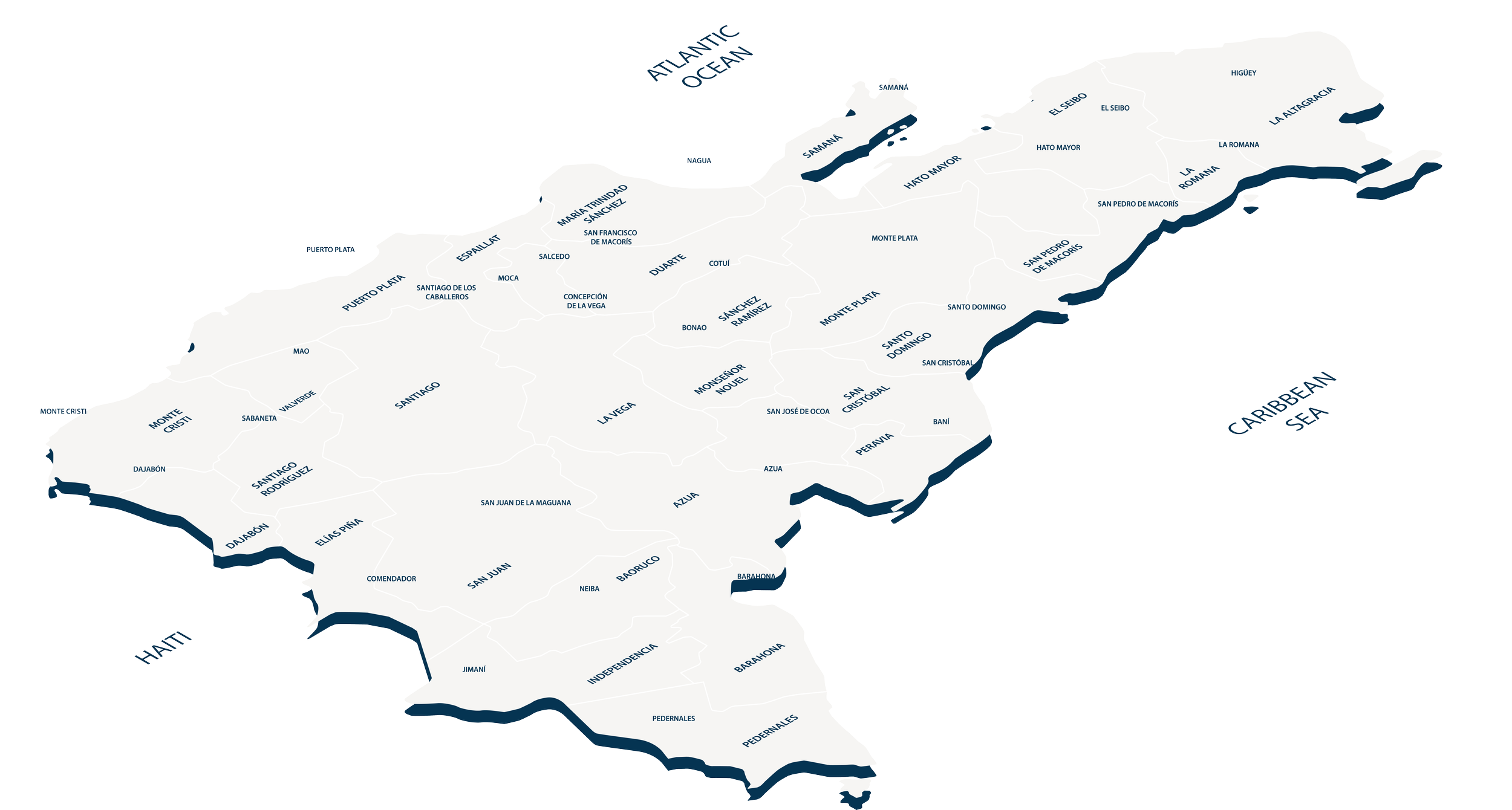 Isometrisk karta över Dominikanska republiken med Jord-anläggningens placering