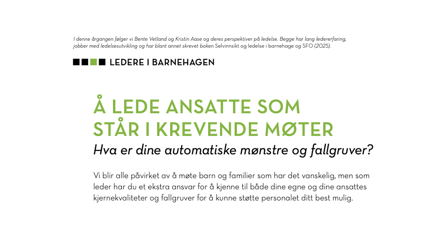 Ledelse for barnehagefolk