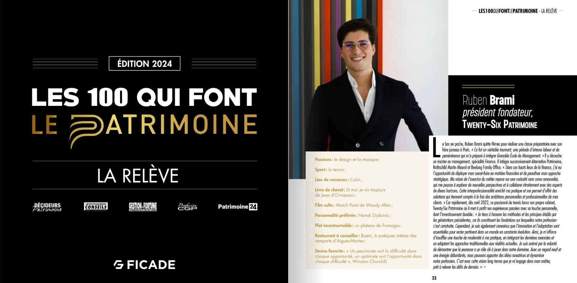 Récompense : Ruben Brami, sélectionné dans la Relève 2024 des 100 qui font le Patrimoine