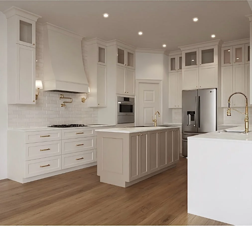 Each remodel project starts with a preliminary rendering, this sets the foundation of your project. Then we dive into materials and little tweaks along the way. This kitchen had 3 different unique designs and we opted for the last! Photos to come! Le