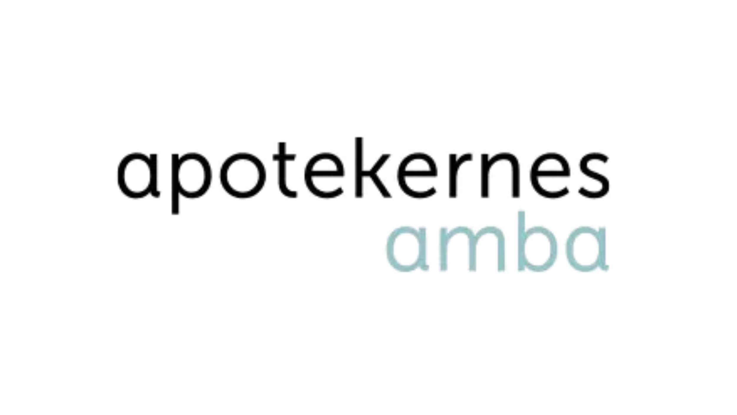 Logo med teksten 'apotekernes amba' i sort og lyseblå farver.