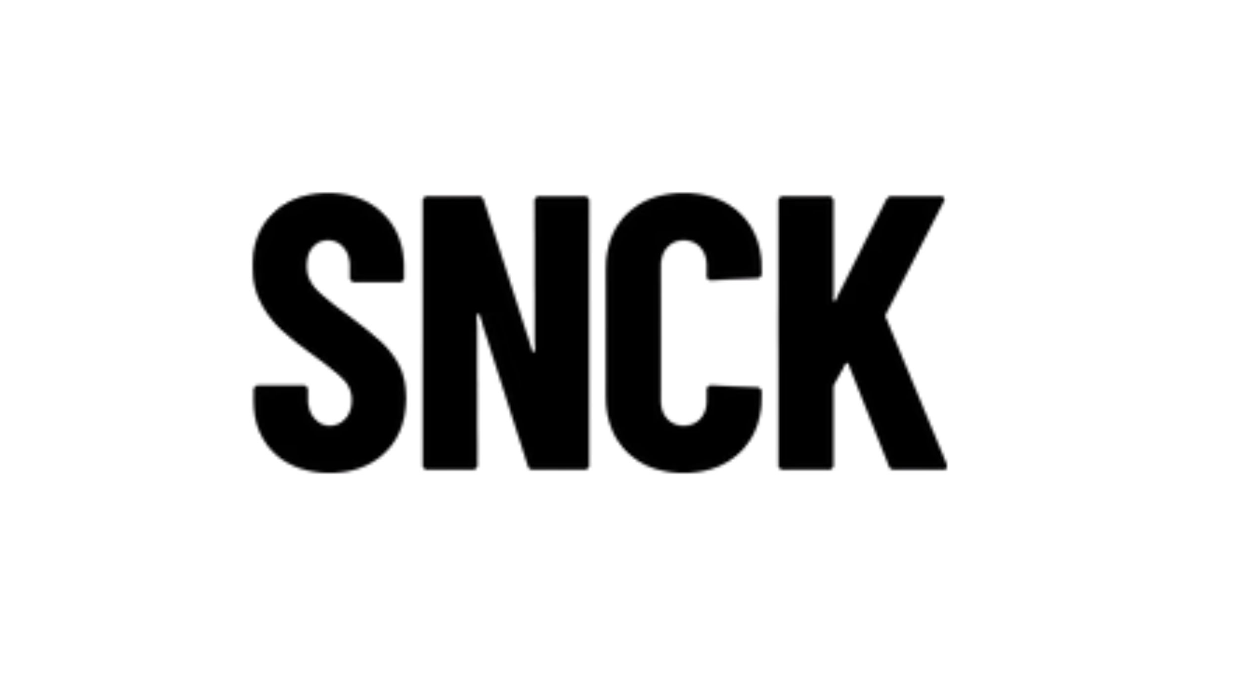 Billedet viser teksten 'SNEK' i sort, fed skrift på hvid baggrund.
