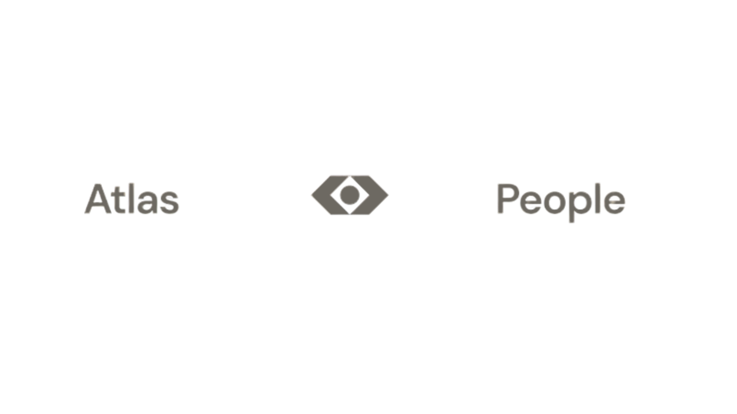 Et grafisk element med tekst 'Atlas' til venstre, et ikon i midten og teksten 'People' til højre.