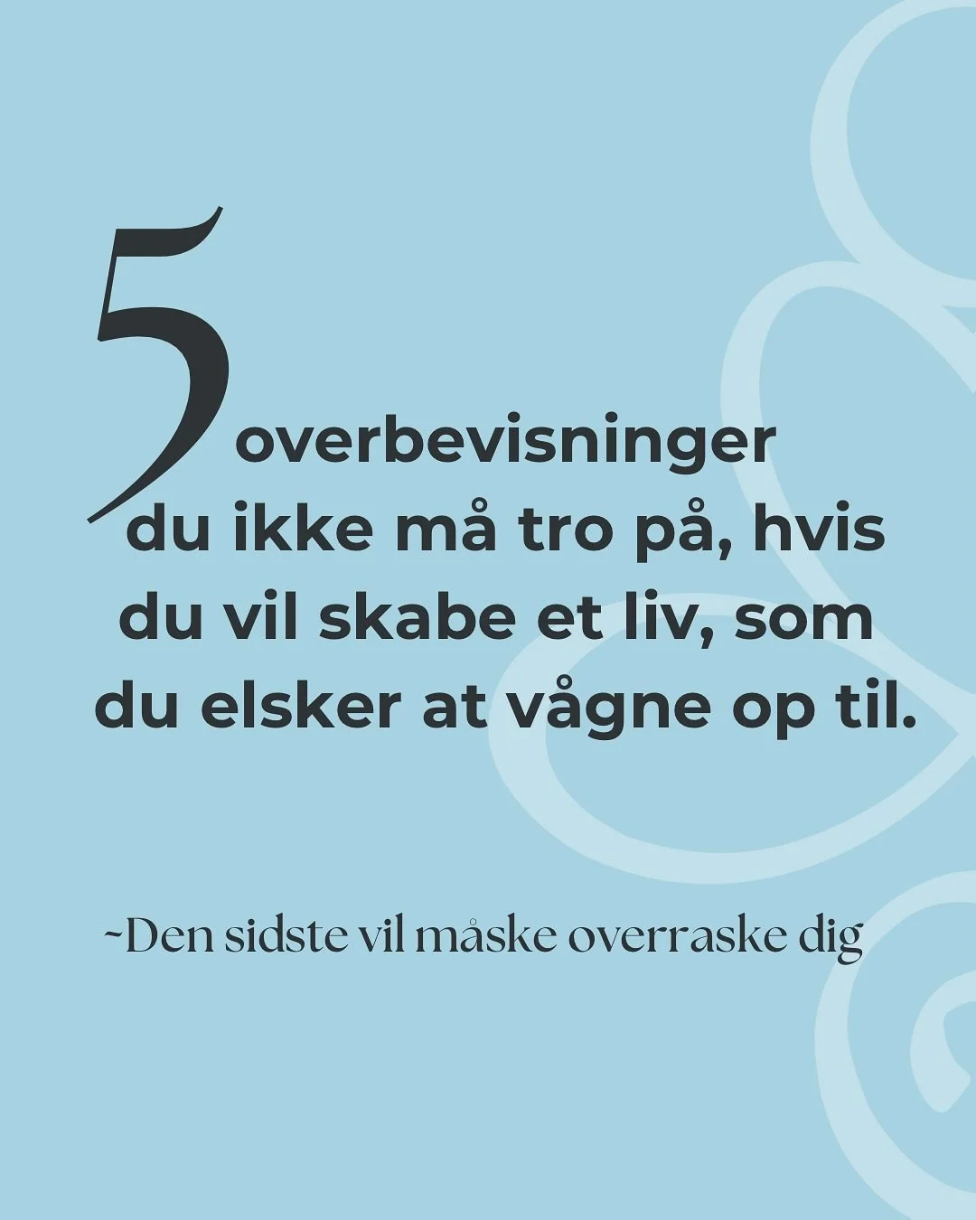 Alt for mange kvinder lever fanget i gamle overbevisninger.
❌ At de skal bide t&aelig;nderne sammen.
❌ At de skal v&aelig;re alt for alle andre.
❌ At det er for sent at &aelig;ndre kurs.

🤯 Jeg kender det alt for godt, for jeg har selv levet s&aring