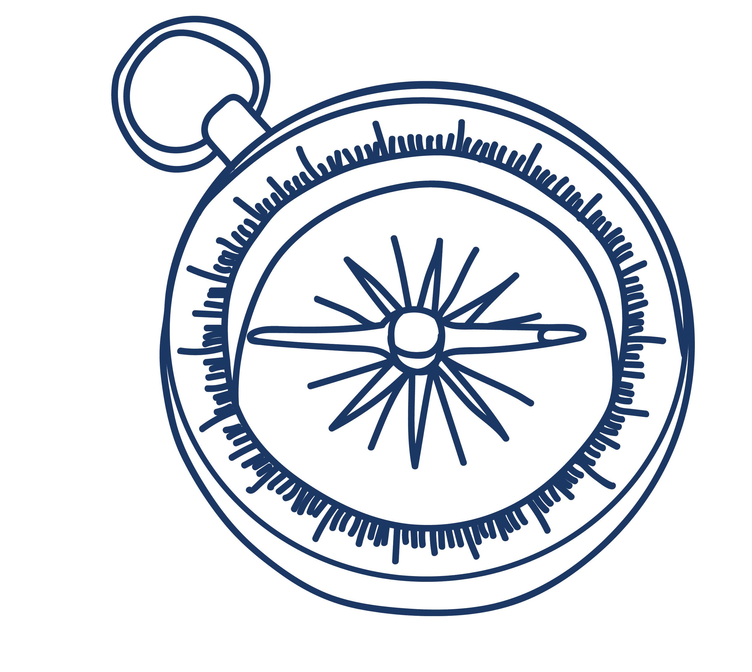line drawing of a compass