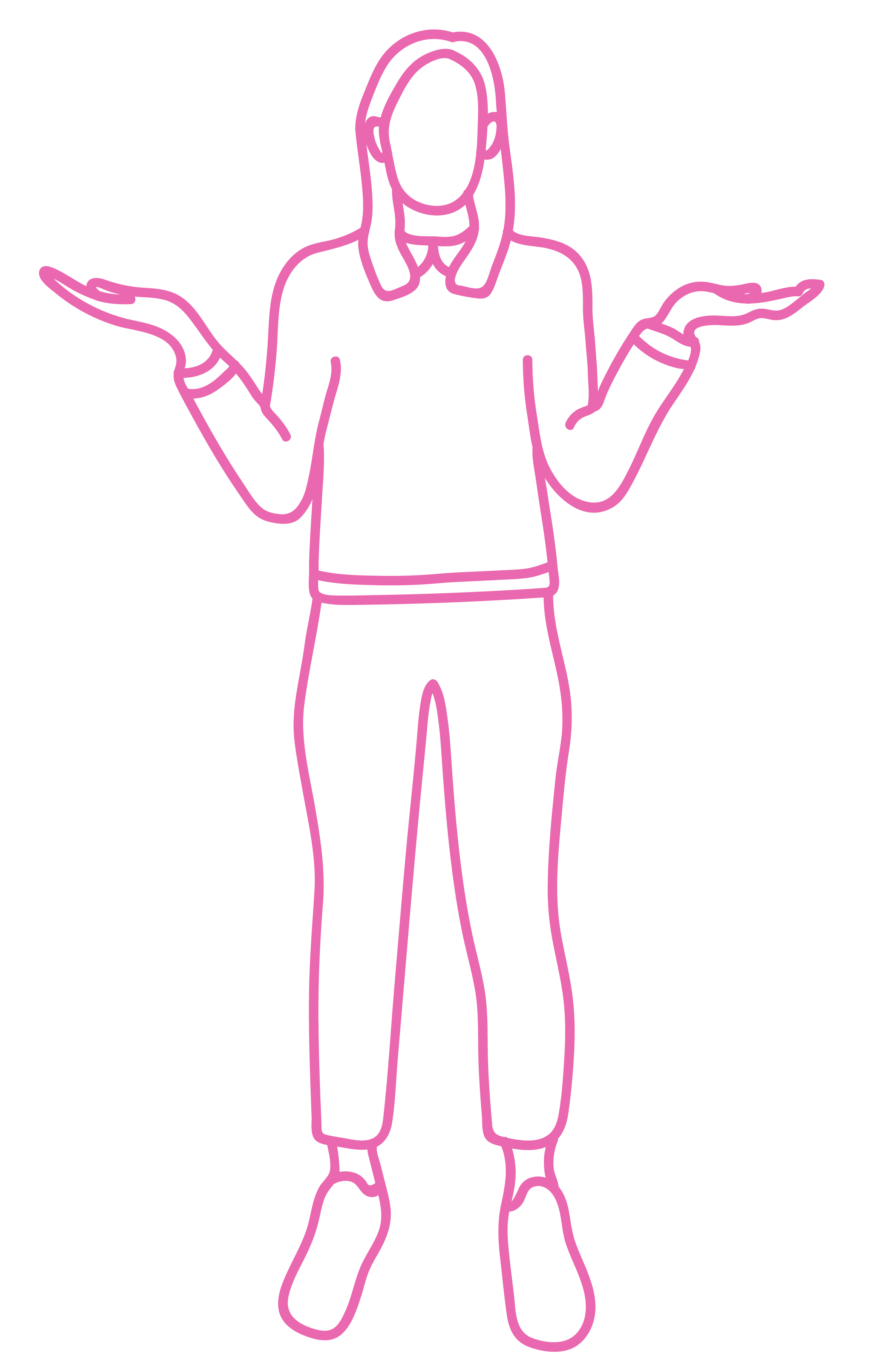 line drawing person holding hands out 'I don't know'