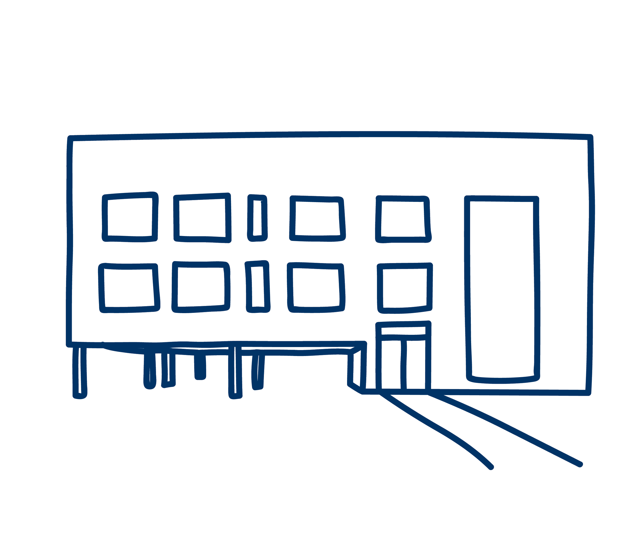 line drawing of school building