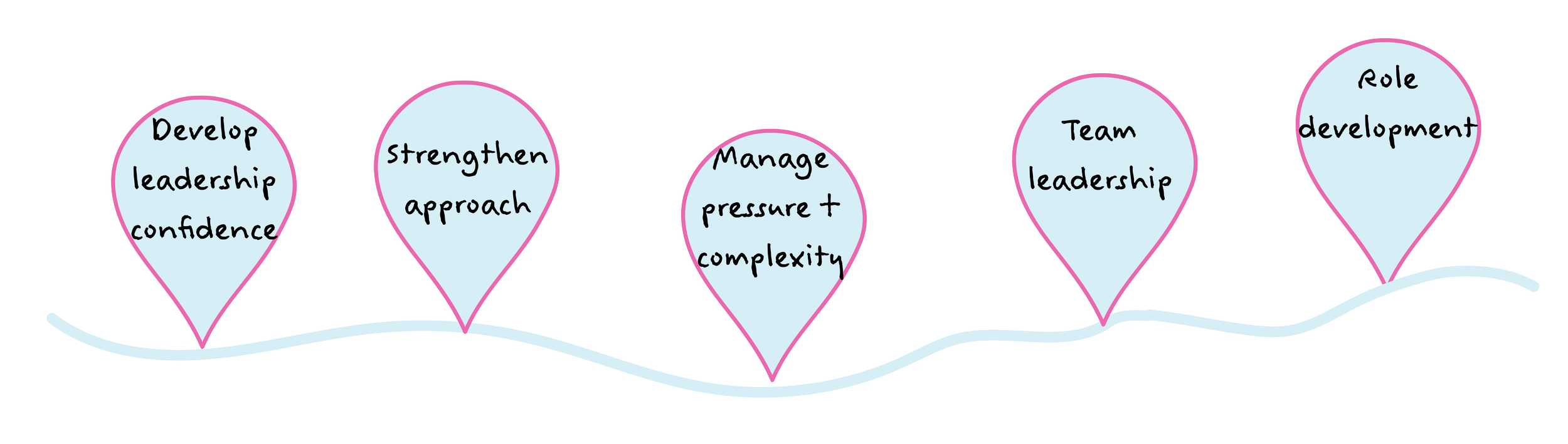 Common themes senior leaders bring: 1. Develop leadership confidence 2. Strengthen their approach 3. Manage pressure and complexity 4. Team leadership 5. Role development