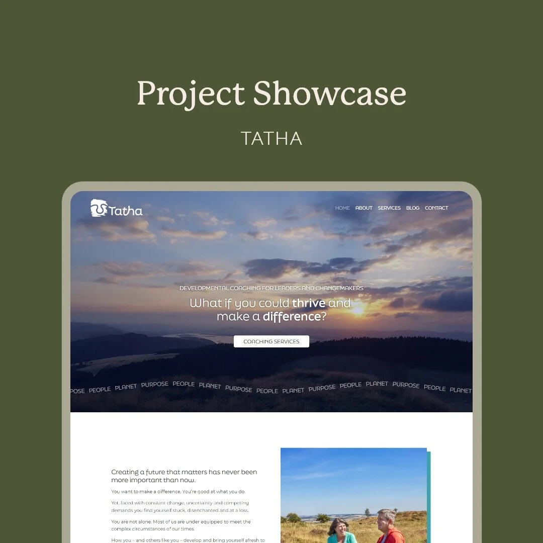 Tatha - Developmental Coaching

Last year I worked with my client to create a website for her new coaching business called Tatha. My client's goal was to reflect the nature of her coaching style within the website, which is using nature and the outdo