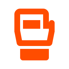 Stylized icon of a boxing glove in orange color.