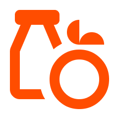 Stylized icon of healthy food in orange color.