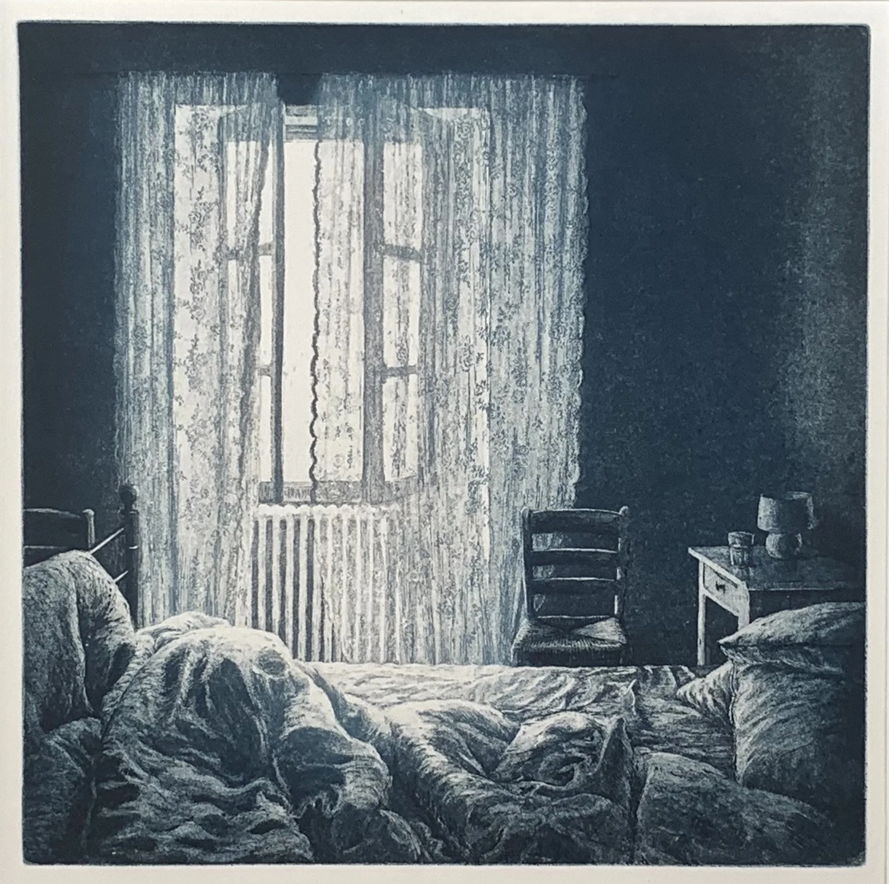 bedroom, unmade bed, calm, storm