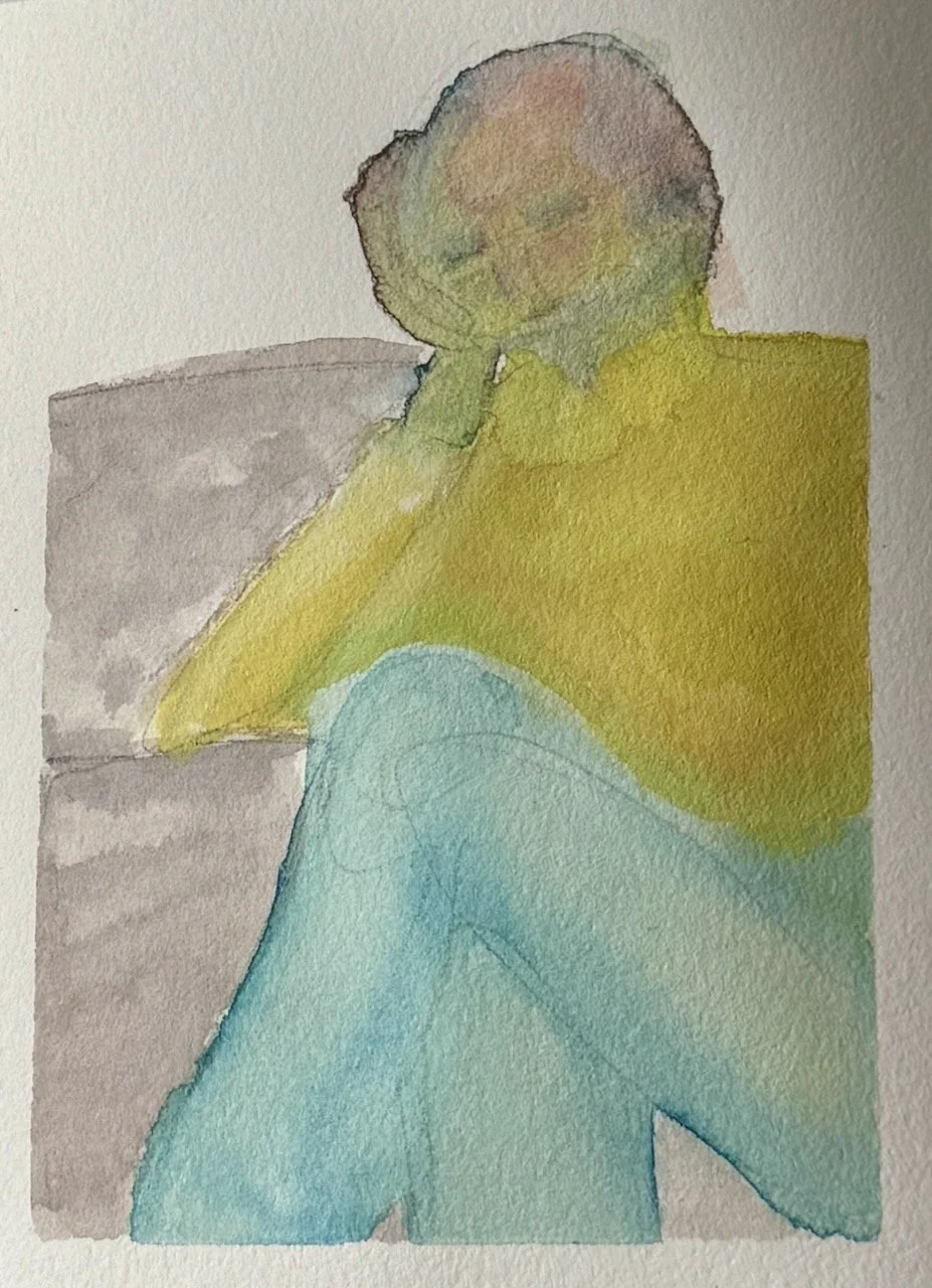 "Sleeping Whitney," 2024, Watercolor on paper