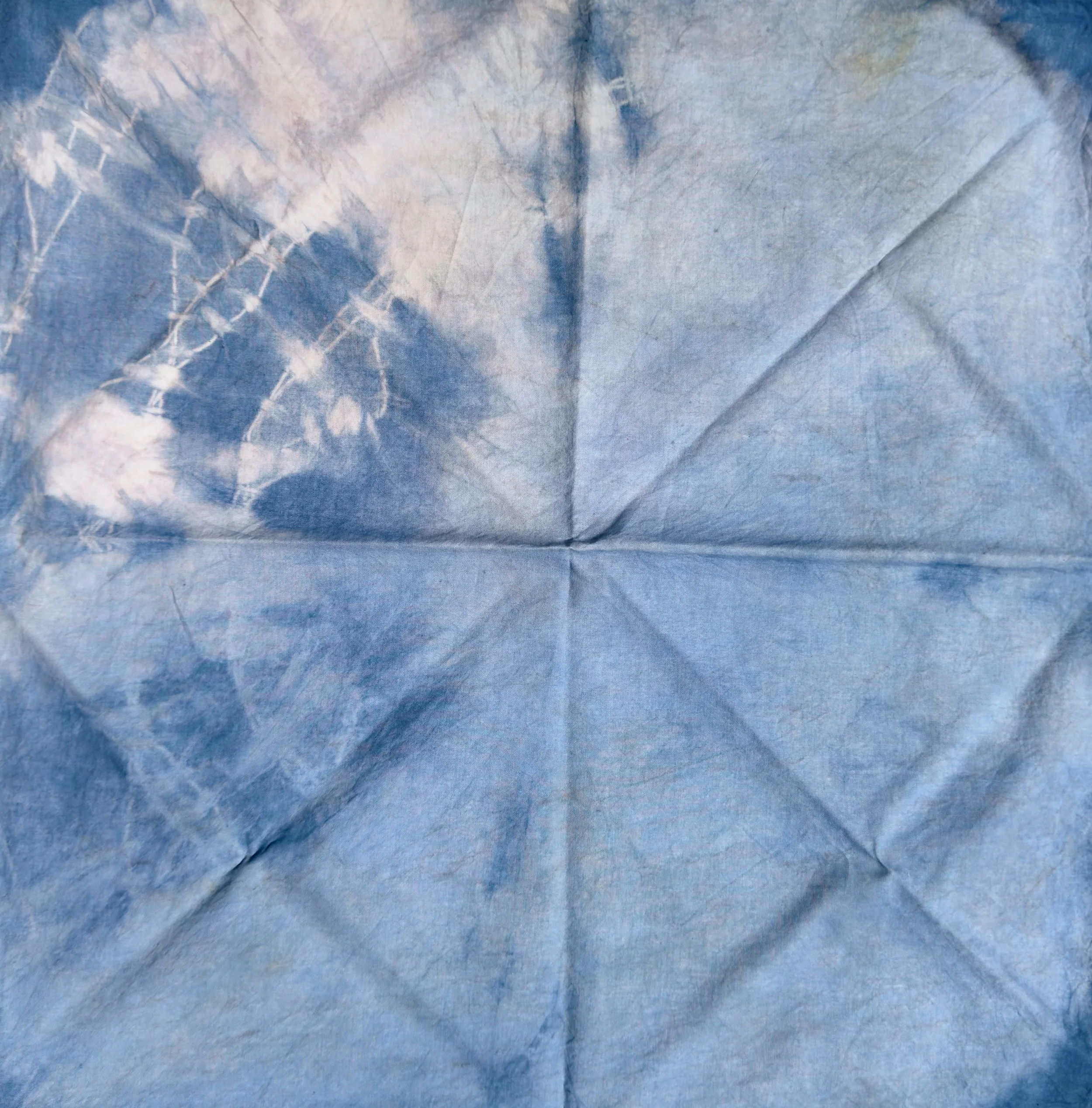 Shibori Barbed Wire: Natural Indigo Dyed Cotton Bandana