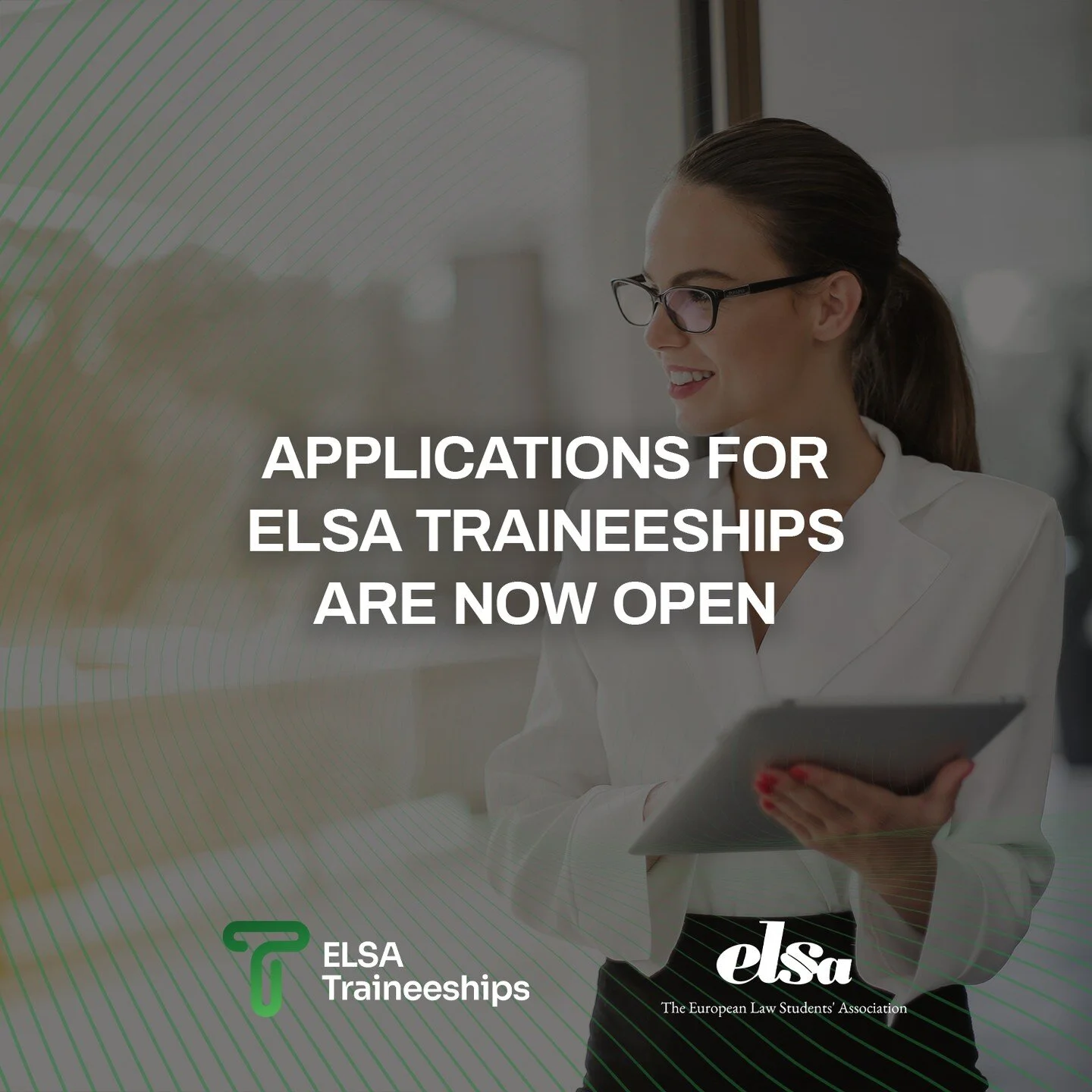 Lift your professional experience.

Develop legal skills.
Discover new countries.
Meet new people.

Apply for ELSA Traineeships: traineeships.elsa.org