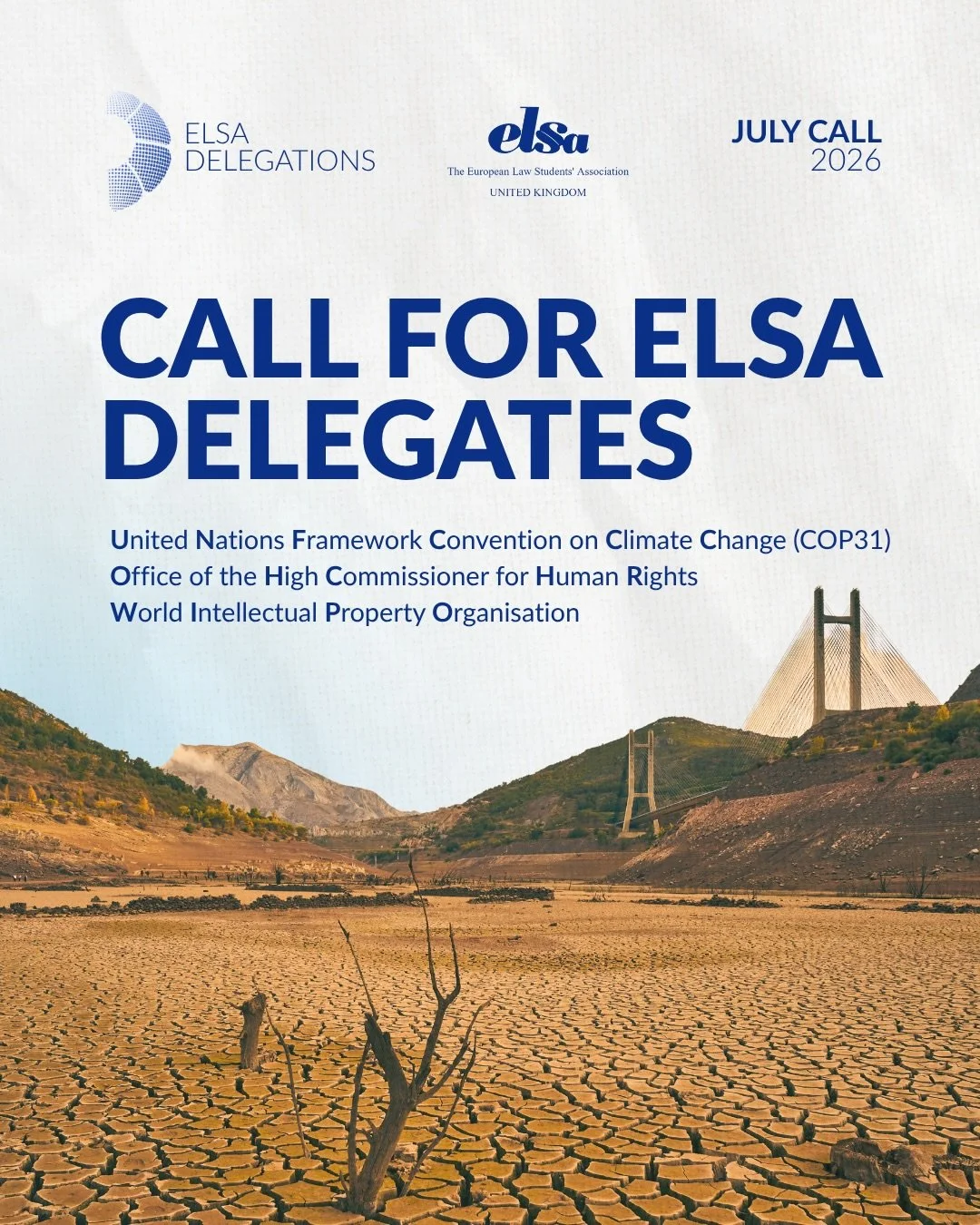 Ever wondered what it&rsquo;s like to sit in on real international negotiations? 

Now&rsquo;s your chance! The July Call of ELSA Delegations is officially open! Explore international institutions, choose your delegation, and start your journey.

Wit