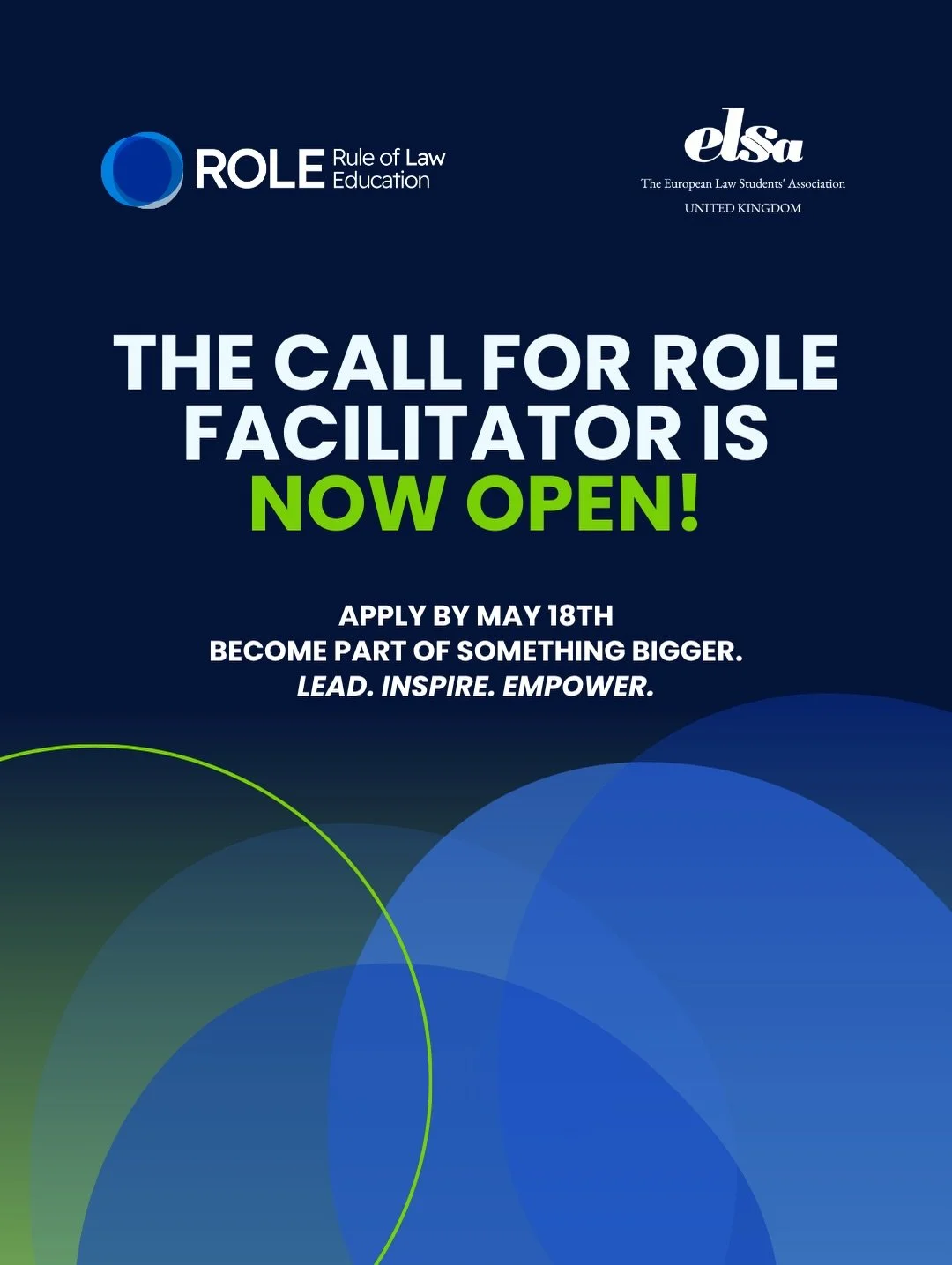🚨 THE CALL FOR ROLE FACILITATORS IS OPEN 🚨

Are you ready to lead conversations that matter, inspire young minds, and bring the Rule of Law to life?

We are looking for enthusiastic students who are passionate about justice, education, and empoweri