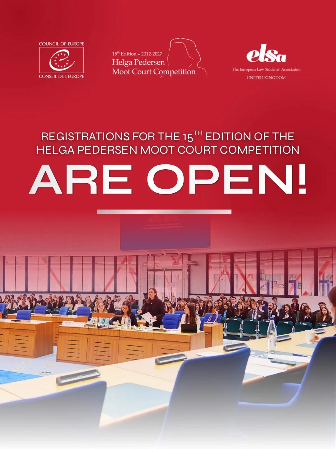 REGISTRATIONS ARE OPEN!

The 15th edition of the Helga Pedersen Moot Court Competition is here.⚖️

For fifteen editions, law students from across Europe have argued cases under the European Convention on Human Rights before leading experts in the fie