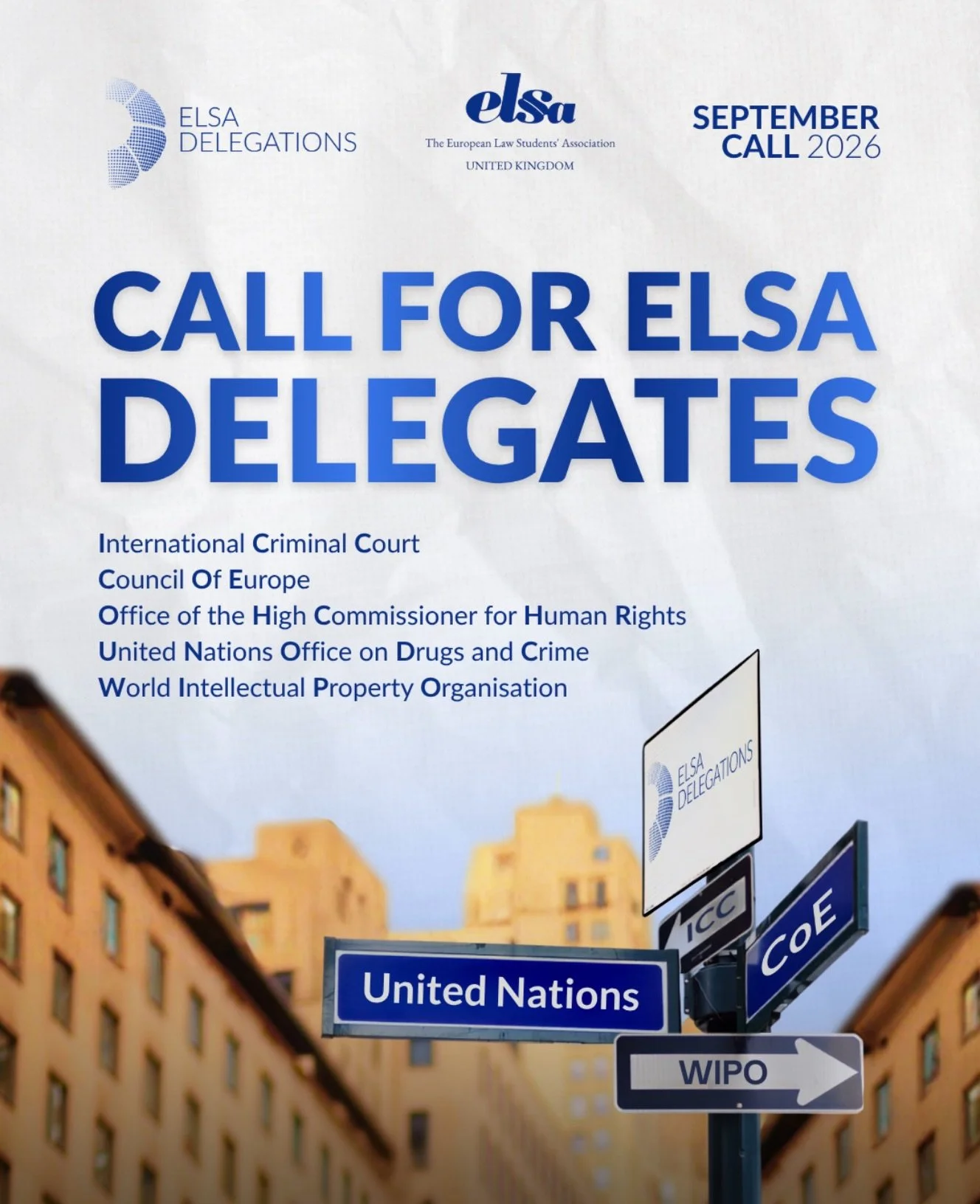 Step into international decision-making!

Through ELSA Delegations, you can experience international meetings first-hand, explore international law and diplomacy, and gain insight into how decisions shaping the international legal landscape are made.