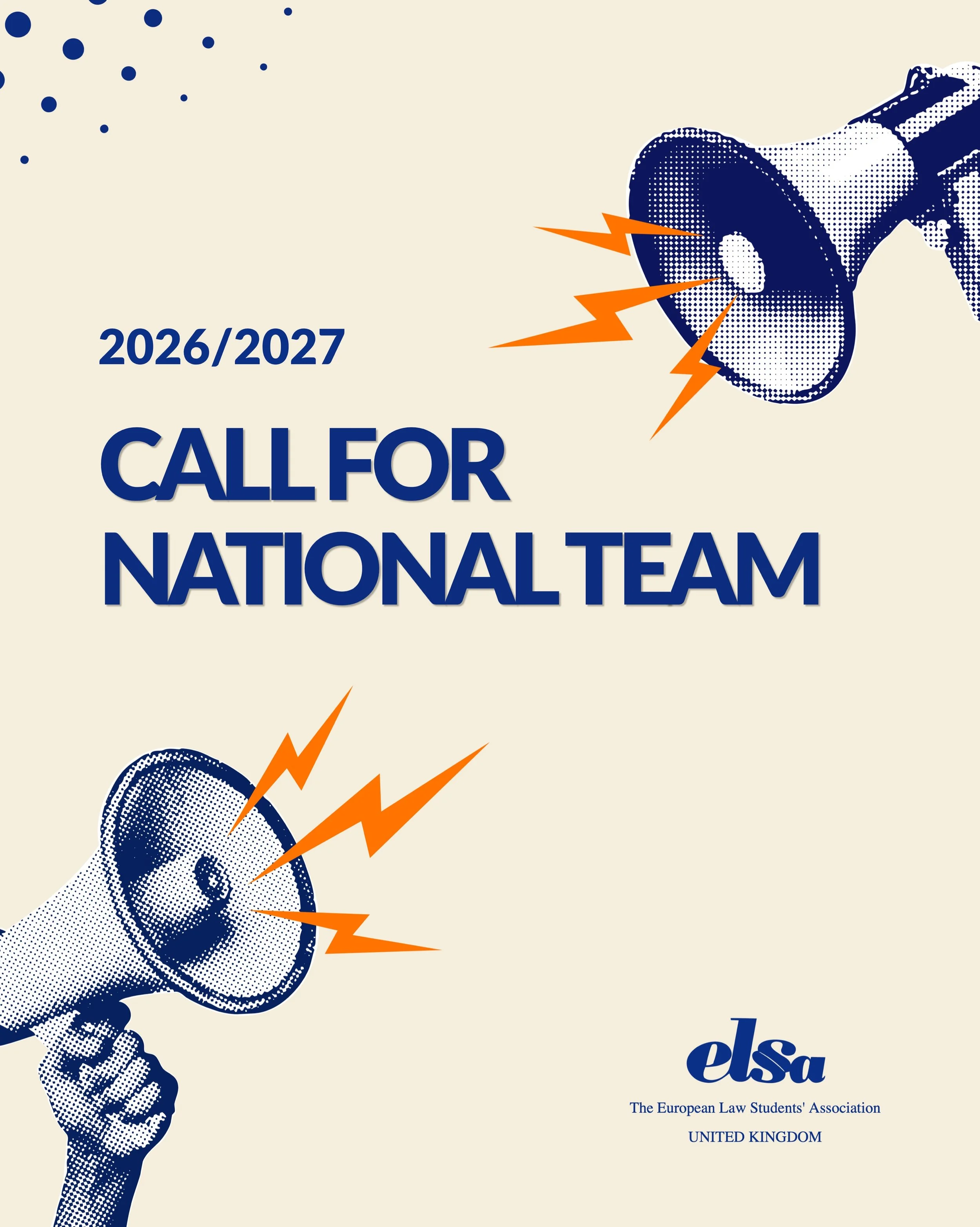 CALL FOR NATIONAL TEAM 2026/2027!📢

Ready to take the next step in your ELSA UK journey? 

We are looking for passionate, motivated, and ambitious members to join our National Team! ✨

This is your opportunity to develop your skills, gain valuable e