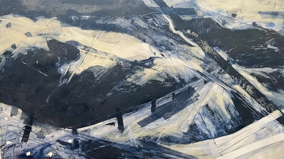 Slopes II. Oil and collage on card.