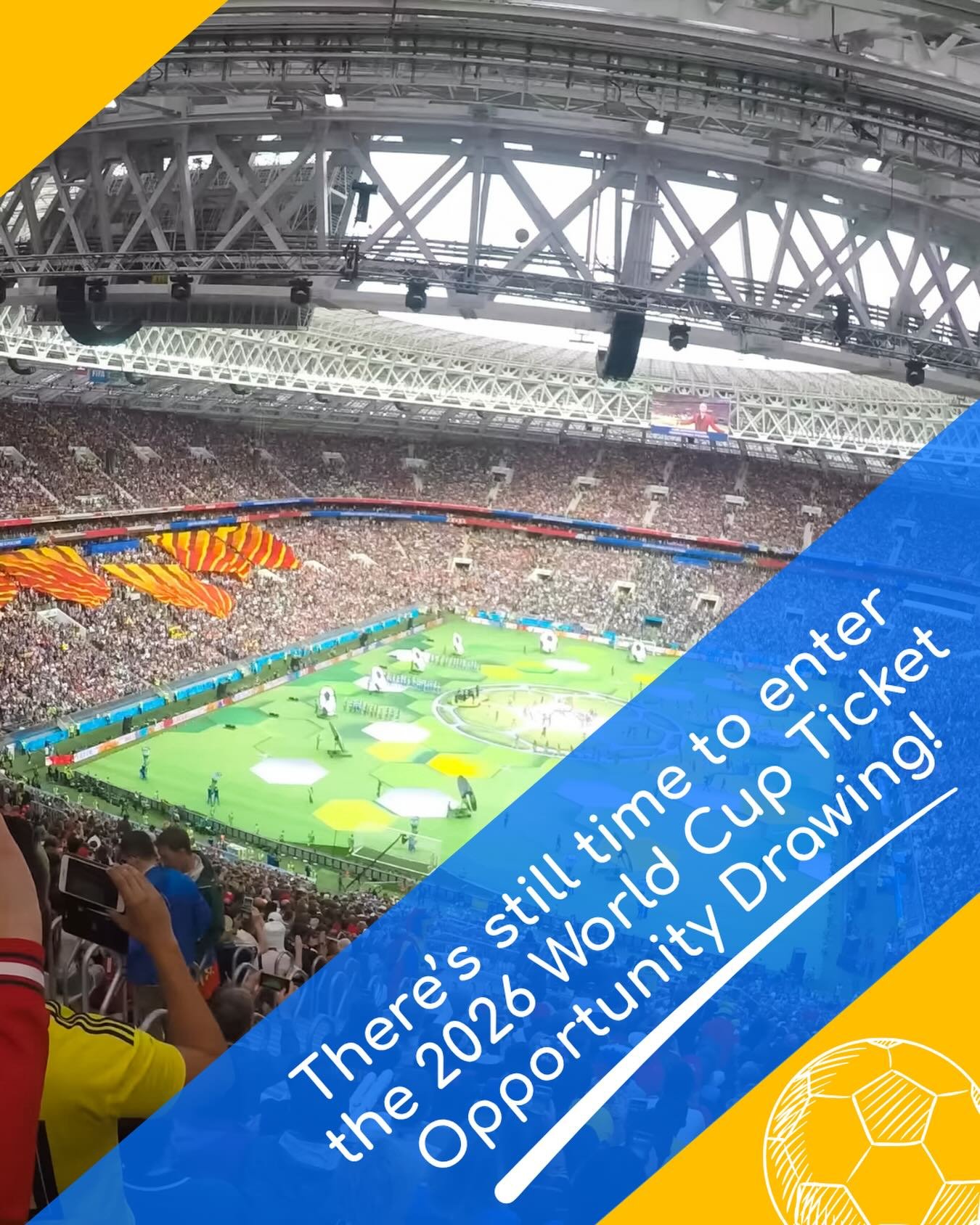 Reminder 🚨 There&rsquo;s still time to enter our 2026 FIFA World Cup Opportunity Drawing for a chance to win two (2) Category 1 tickets to the July 1st playoff match in Seattle ⚽️🌍
Your support helps fund youth sports education in Colombia while al