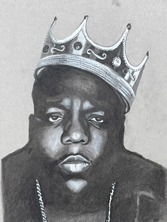 Biggie Smalls (The Notorious B.I.G.)
Charcoal on Charcoal Paper · 8.5 x 11 in · 2021