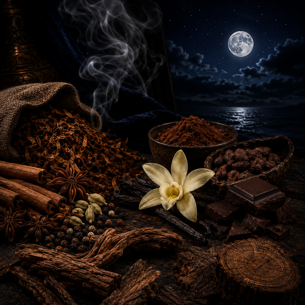 Midnight Runner: Bold, mysterious, and undeniably captivating, Midnight Runner is a fragrance that embodies quiet confidence and late-night adventures. Warm spices and rich tobacco create an intriguing opening, leading into a smooth heart of creamy v