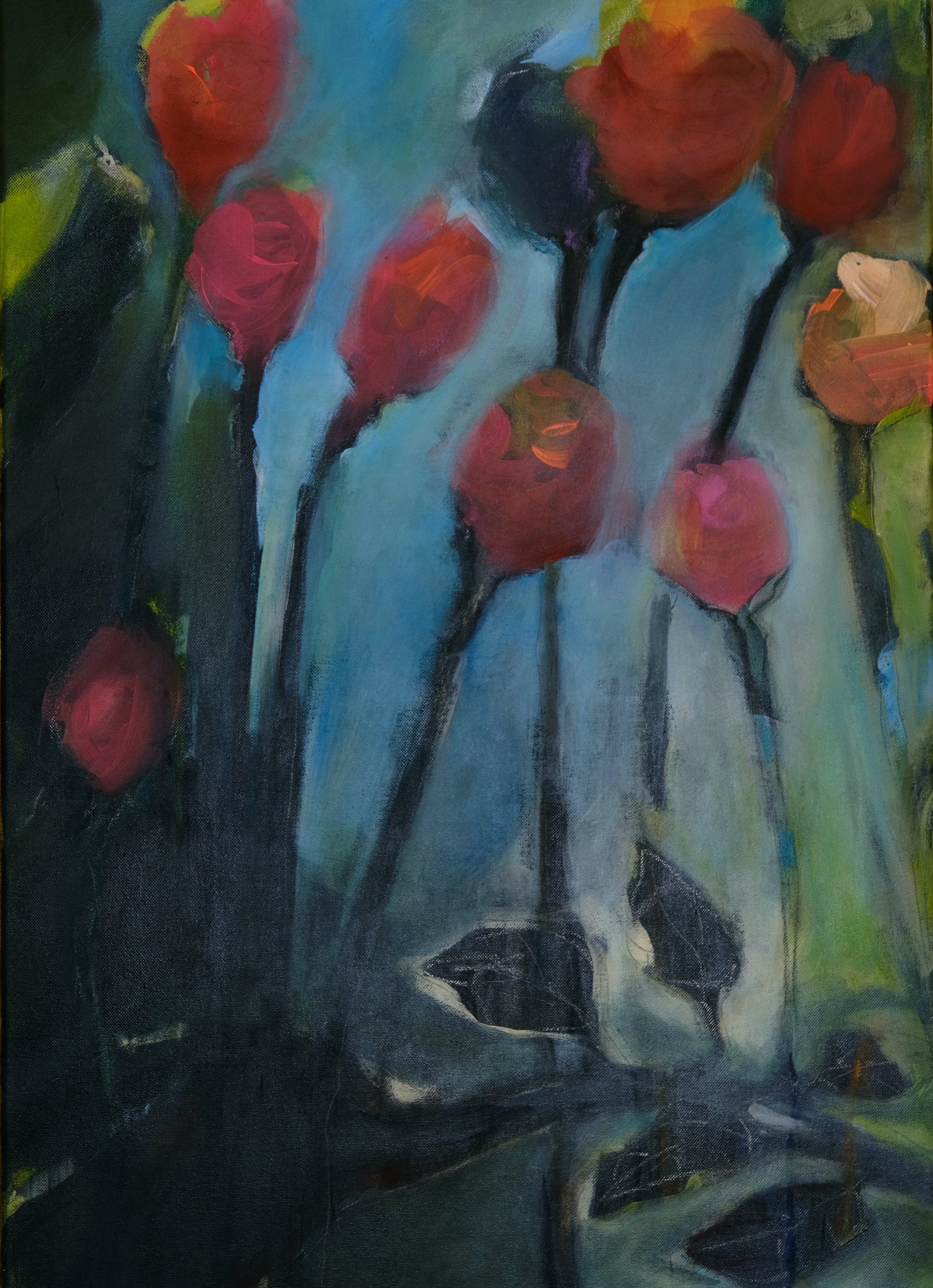70x50, Kreide, Graphit, Acryl auf Leinwand/2021