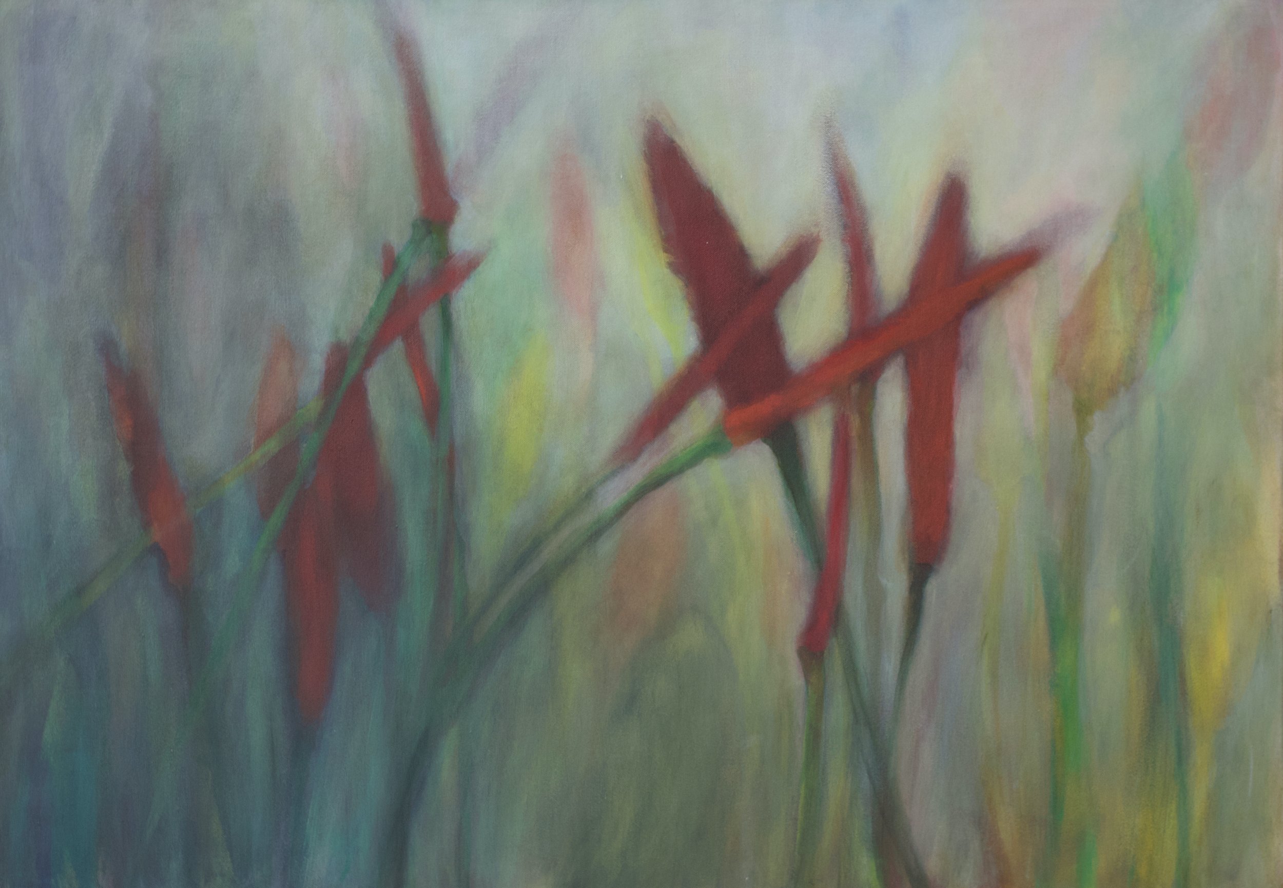 „Am See“, 70x100, Kohle, Kreide, Acryl auf Leinwand/2017